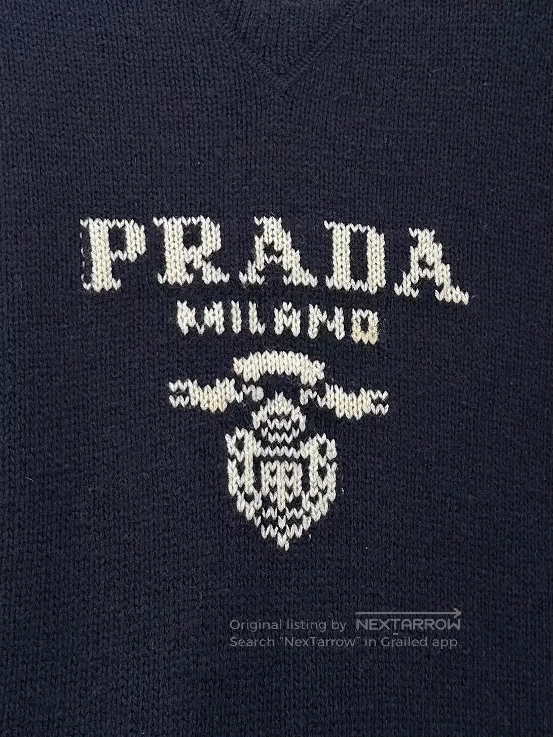 Prada Blue Logo Embroidered Long Sleeve Sweater. Size US L / EU 52-54 / 3 - 4 Thumbnail