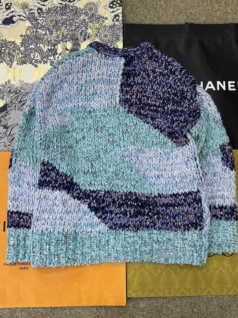 Chanel Chanel 23P blue thick line silhouette knitted cardigan coa Size XS / US 0-2 / IT 36-38 - 3 Thumbnail