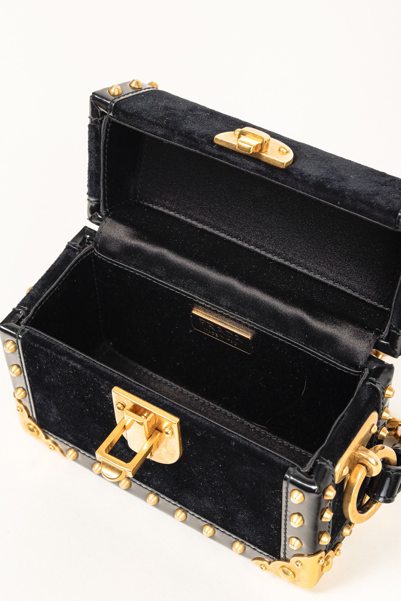 Prada Prada PF/17 Treasure Trunk Black Mini Velvet Box Bag Size ONE SIZE - 9 Thumbnail