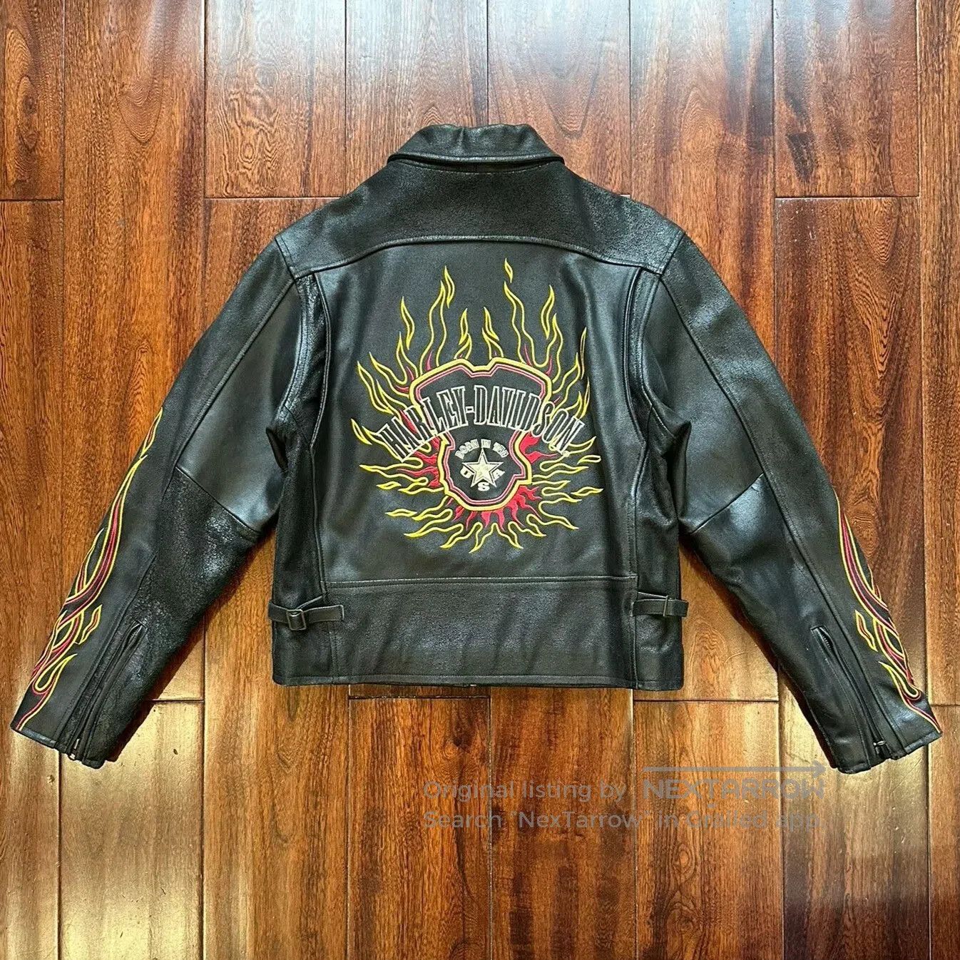 Vintage Vintage Harley Davidson Flame Embroidered Leather Jacket. Size US M / EU 48-50 / 2 - 2 Thumbnail