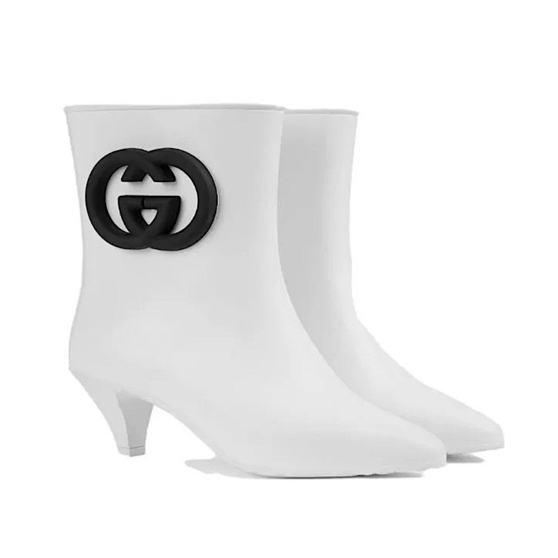 Gucci Gucci Rubber ankle Rain Boot Interlocking G White Black 37 Size US 7 / IT 37 - 3 Thumbnail