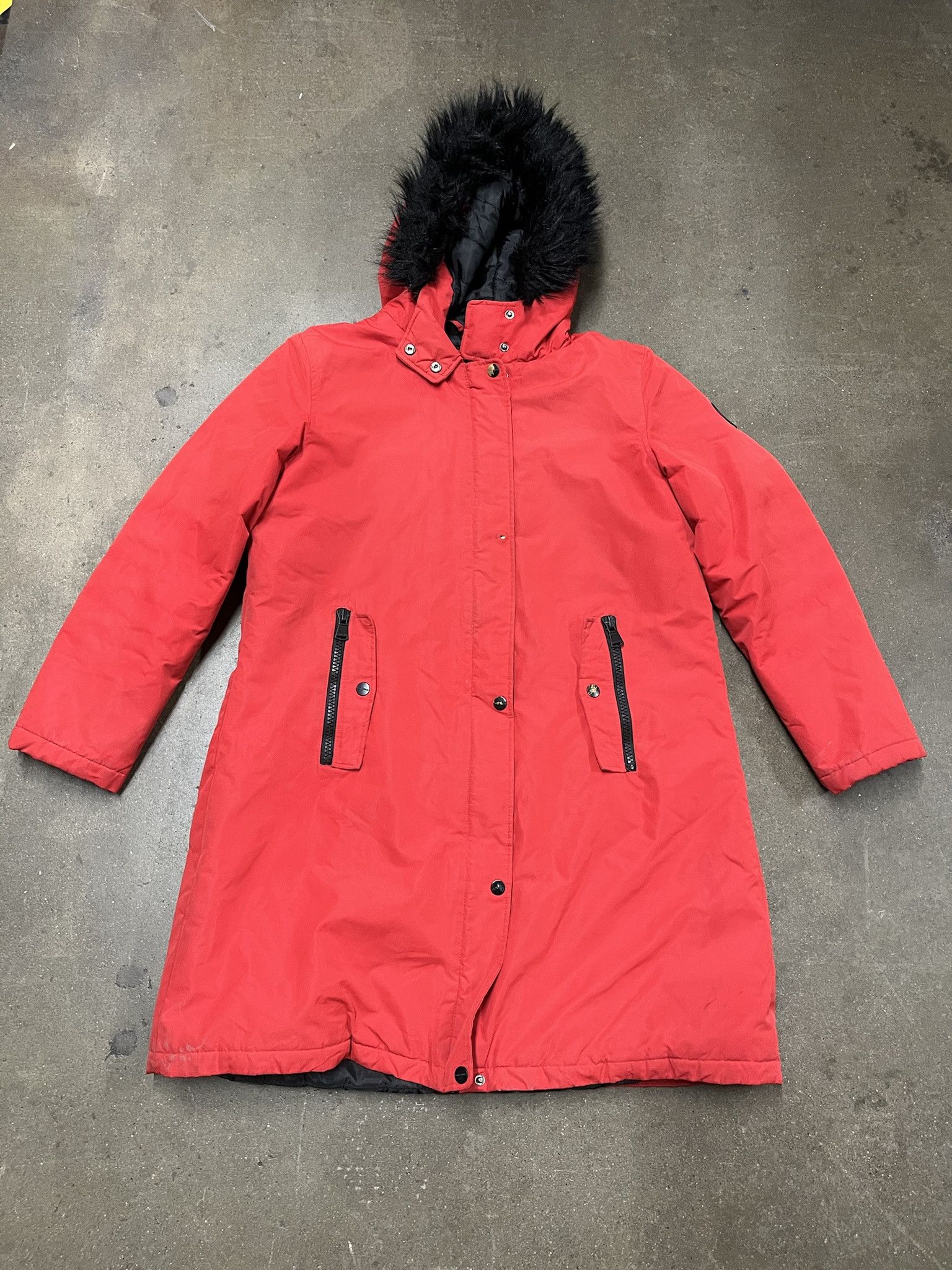 Perry Ellis Vintage 2000s Perry Ellis Fur Hood Long Coat Size XL Size US XL / EU 56 / 4 - 1 Thumbnail