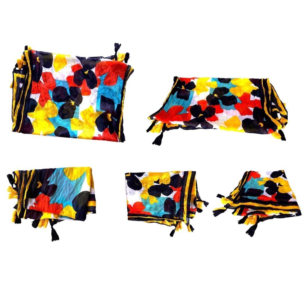 Vintage Vintage Flower Power Scarf Long Tassel Corners 74 in L x 31 Size ONE SIZE - 9 Thumbnail