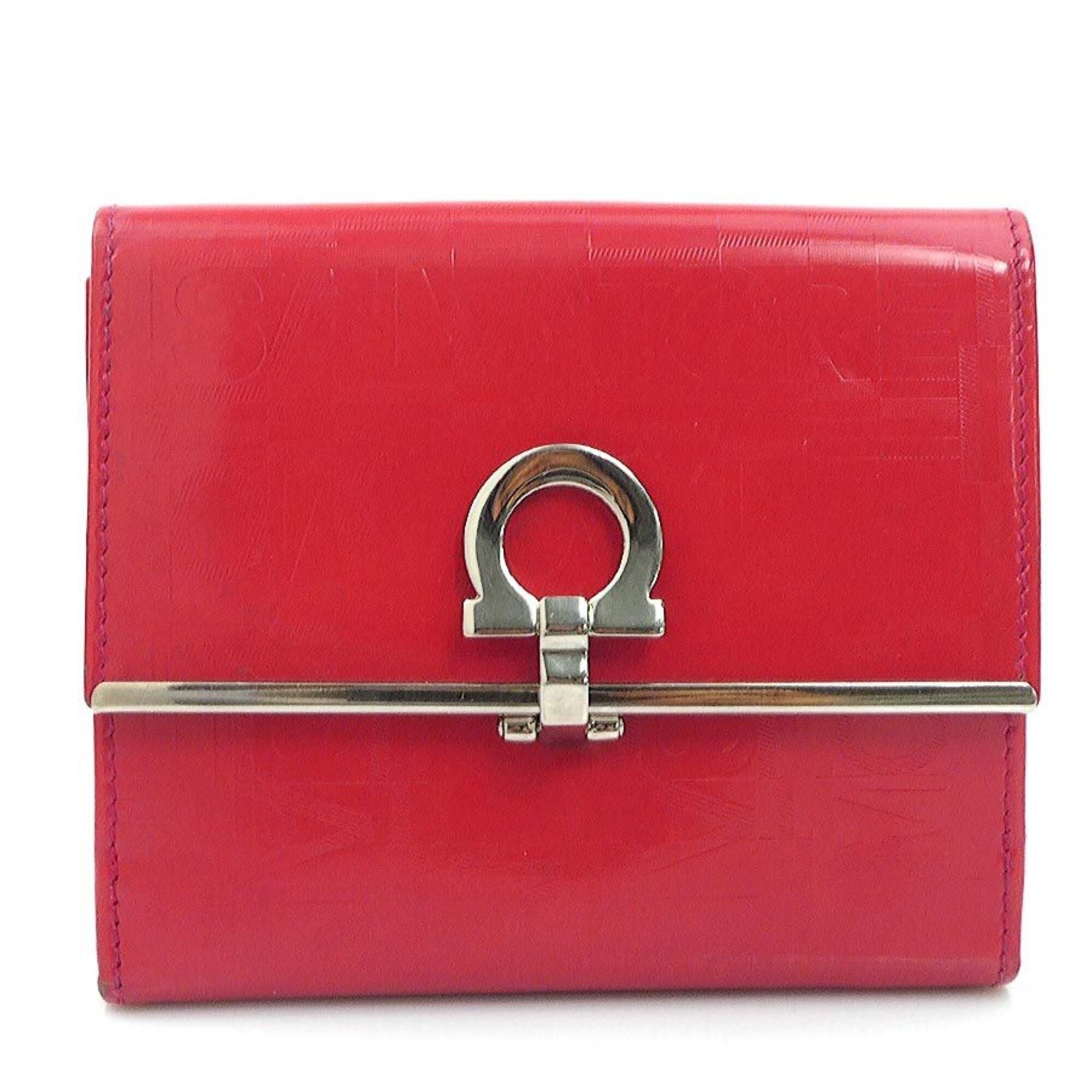 Salvatore Ferragamo Salvatore Ferragamo bi-fold wallet, Gancini leather, red, women's, free shipping, r11095a Size ONE SIZE - 1 Thumbnail