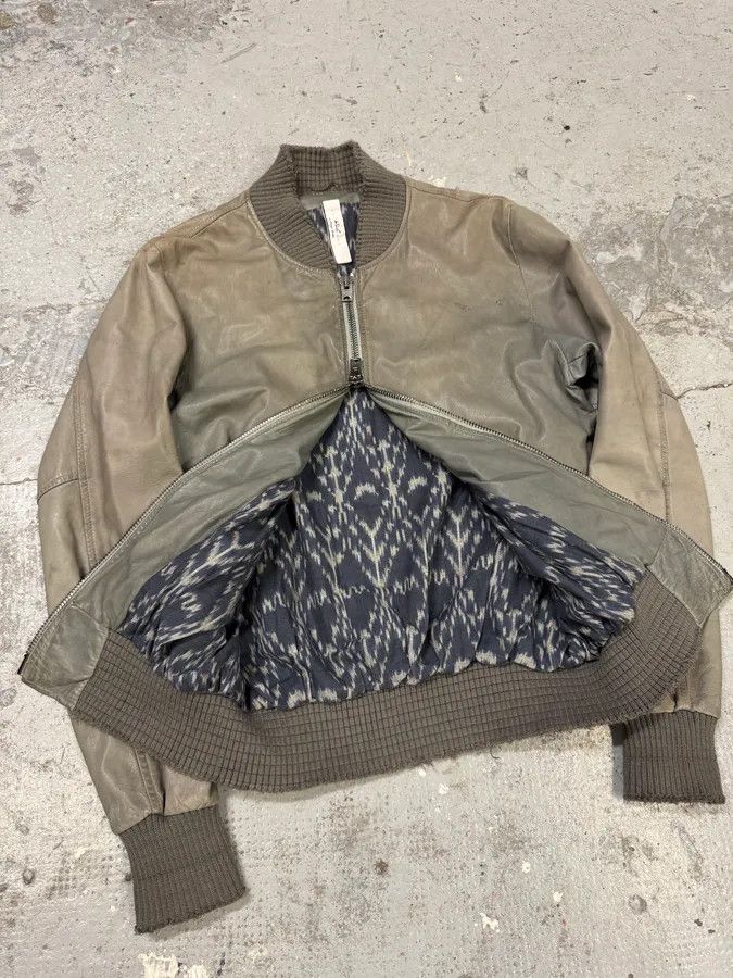 Designer × Giorgio Brato × Vintage 200s Giorgio Brato Raw Grey Leather Bomber Jacket Size US S / EU 44-46 / 1 - 8 Thumbnail
