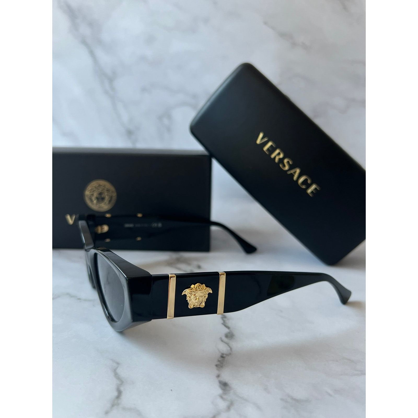 Versace Versace VE4454 Cat Eye Sunglasses in Black Size ONE SIZE - 7 Thumbnail
