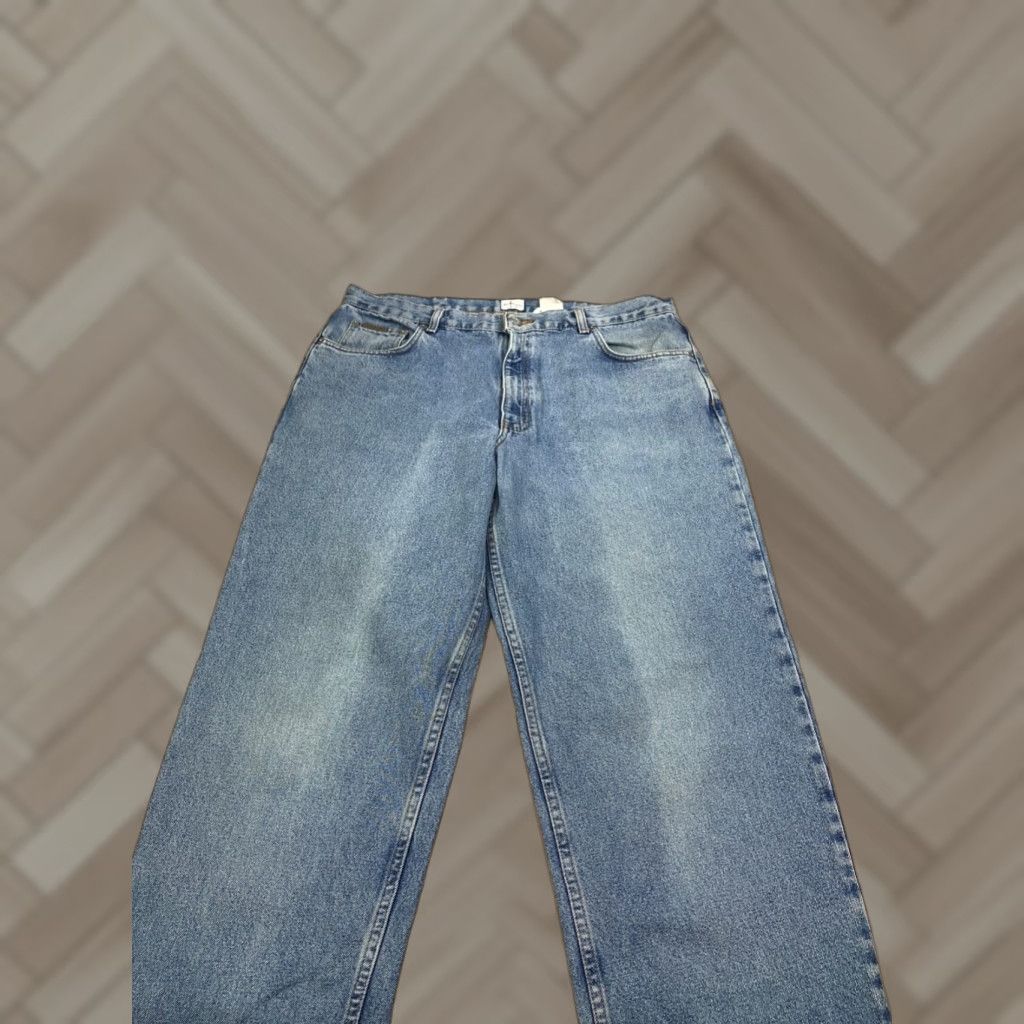Calvin Klein VINTAGE Calvin Klein Jeans Denim 38x34 Blue Loose Light Wash Mens 90s Retro Straight 5-Pocket Design Medium Regular Split? Size US 38 / EU 54 - 1 Thumbnail