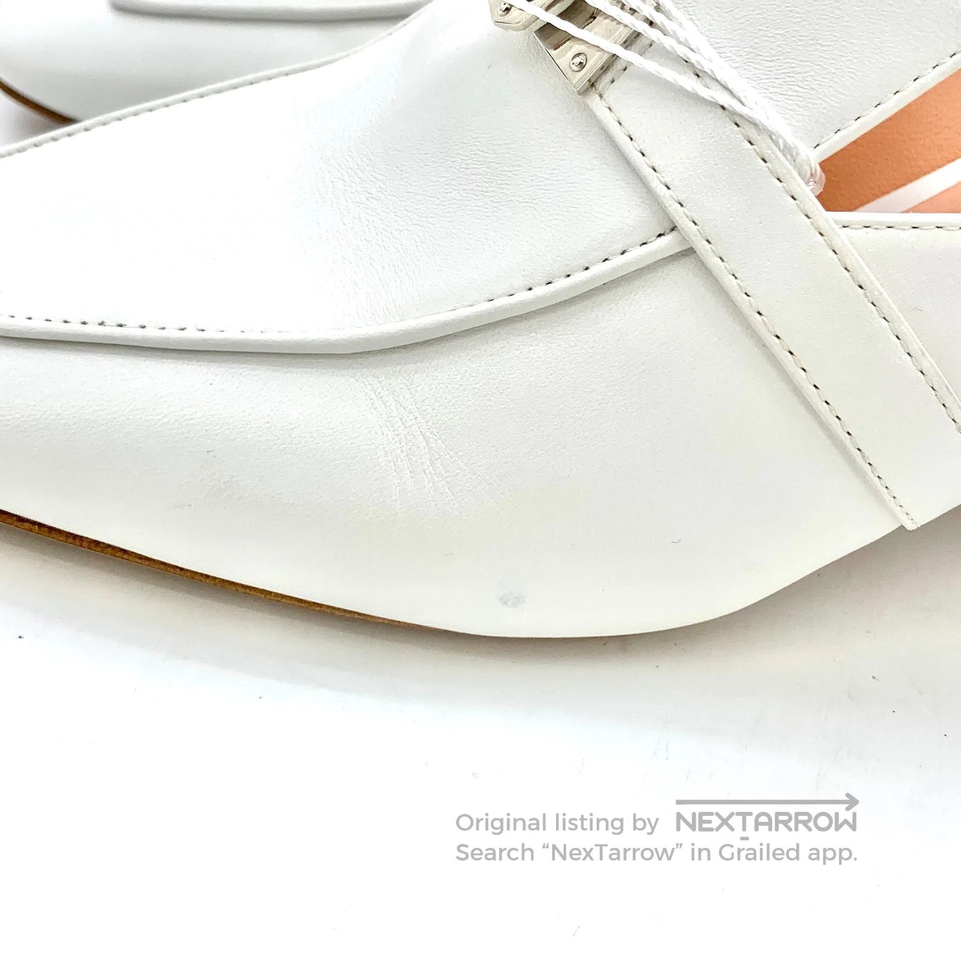 Hermes Hermes White silver buckle Mule block high-heeled shoes| Size US 7.5 / IT 37.5 - 9 Thumbnail