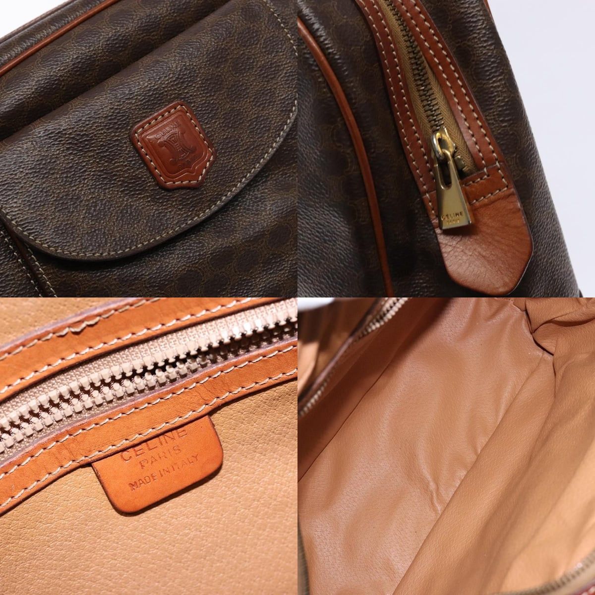 Celine CELINE Macadam Canvas Hand Bag Pvc Leather Brown Gold Size ONE SIZE - 11 Thumbnail