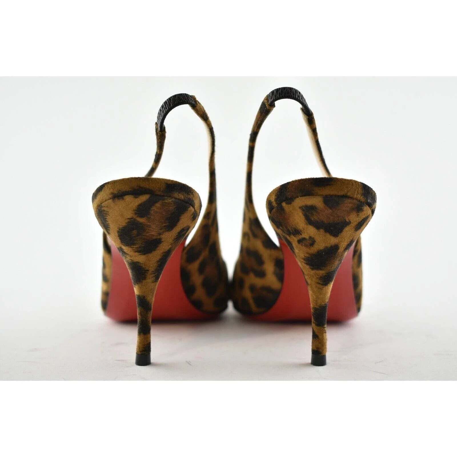 Christian Louboutin Christian Louboutin Clare Sling 80 Brown Black Leopard Size US 5.5 / IT 35.5 - 11 Thumbnail