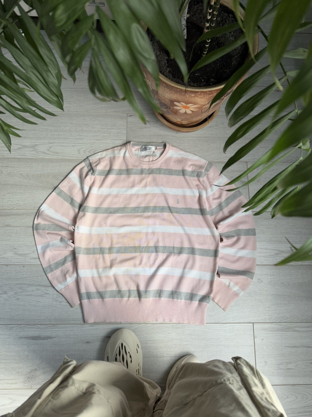 Vintage × Yves Saint Laurent Vintage Striped Sweater YSL Yves Saint Laurent pour home Size US M / EU 48-50 / 2 - 2 Thumbnail