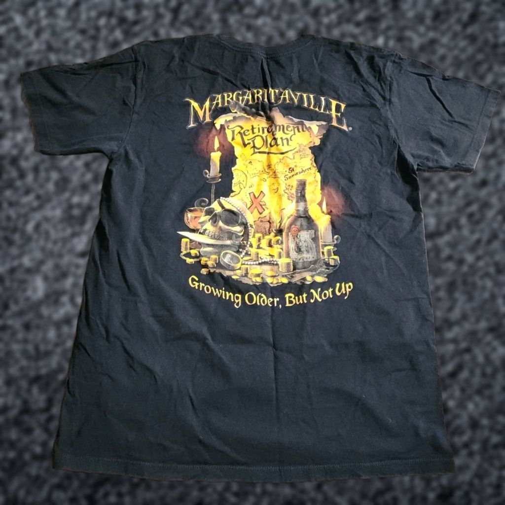 Vintage Margaritaville Shirt Mens M Black Cotton Logo Graphic Print Key West Retirement Plan Double Sided Distressed Size US M / EU 48-50 / 2 - 1 Thumbnail