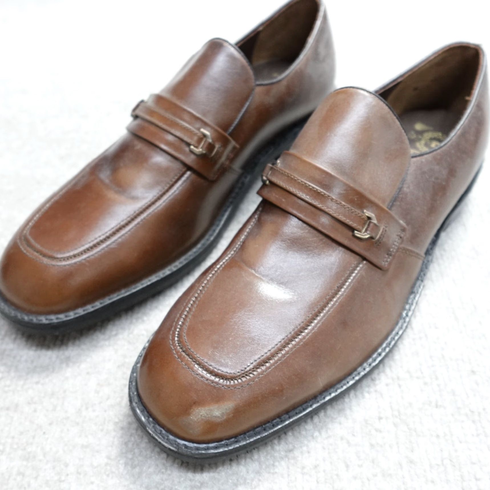 Vintage Hytest Men's Loafers 10 Brown Apron Toe Horsebit Cap Toe Goodyear Welt Leather Slip On Casual Shoes Mens Brown Loafers Cap Toe NBD Stock Navy? Size ONE SIZE - 2 Thumbnail