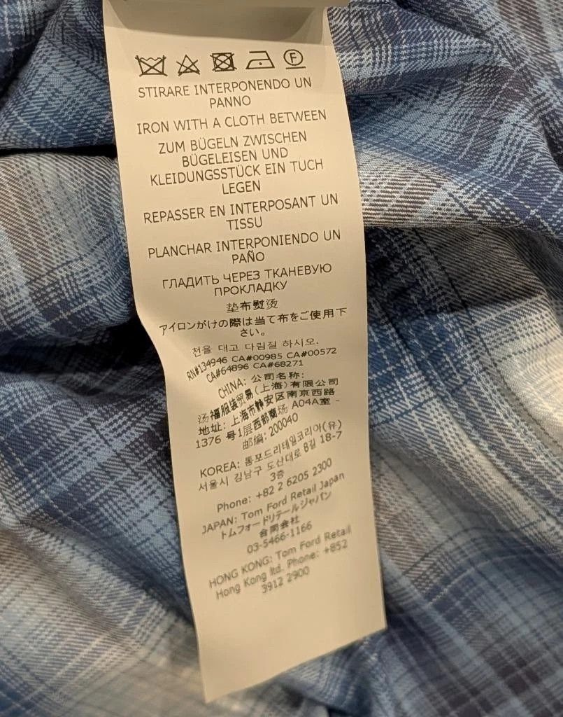 Tom Ford TOM FORD Defused Check Snap-Up Western Shirt Light Blue 42 Size US L / EU 52-54 / 3 - 7 Thumbnail