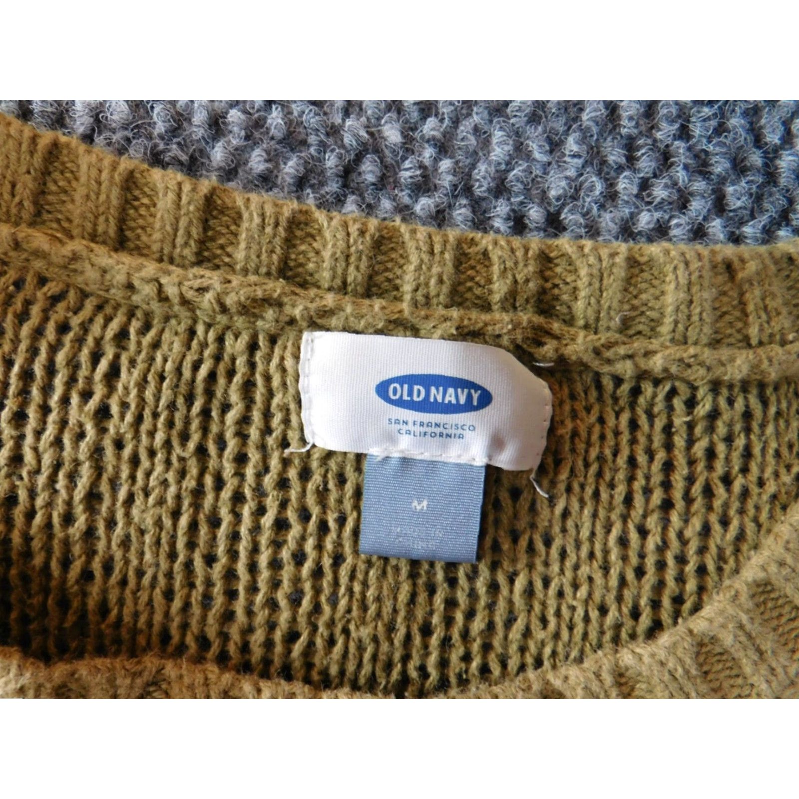 Old Navy Old Navy Womens Sweater Medium Green Pullover Crewneck Stretch Knit Striped Chunky-Knit Raglan Sleeve Bow Button Crew Neck Open Size M / US 6-8 / IT 42-44 - 4 Thumbnail