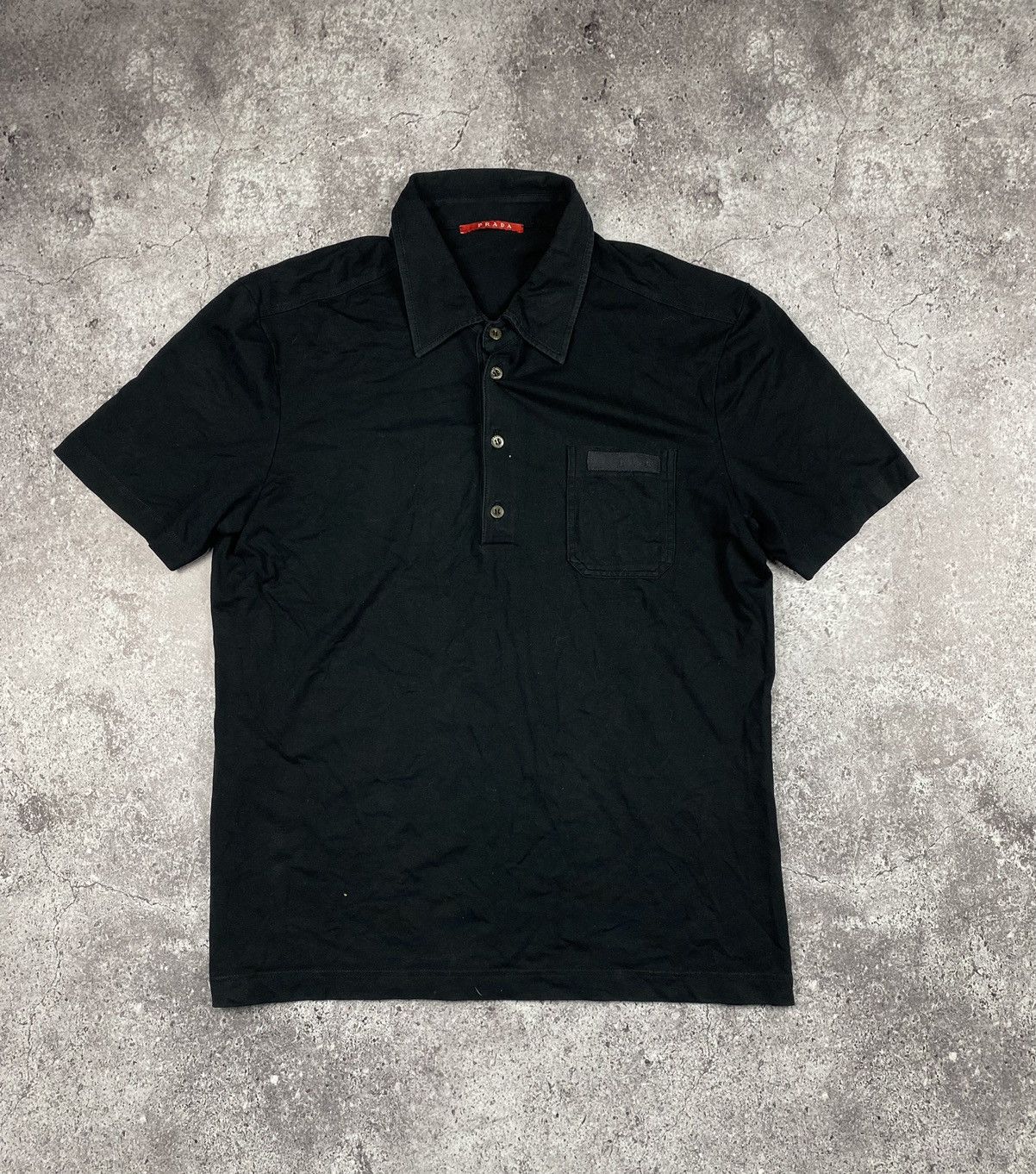 Vintage Black Prada Pocket Polo logo tshirt