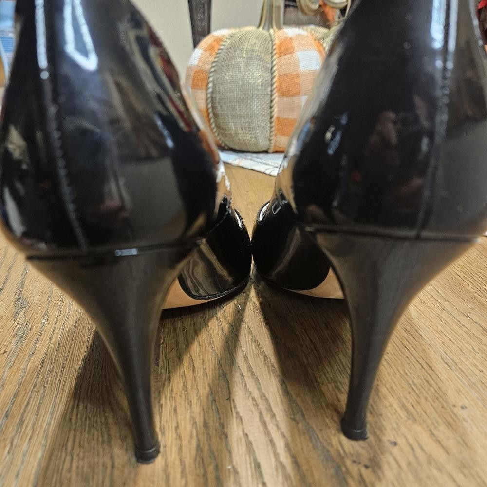 Stuart Weitzman Stylish Black Peep-Toe Heels with Zebra Print Insoles Size US 9 / IT 39 - 4 Thumbnail