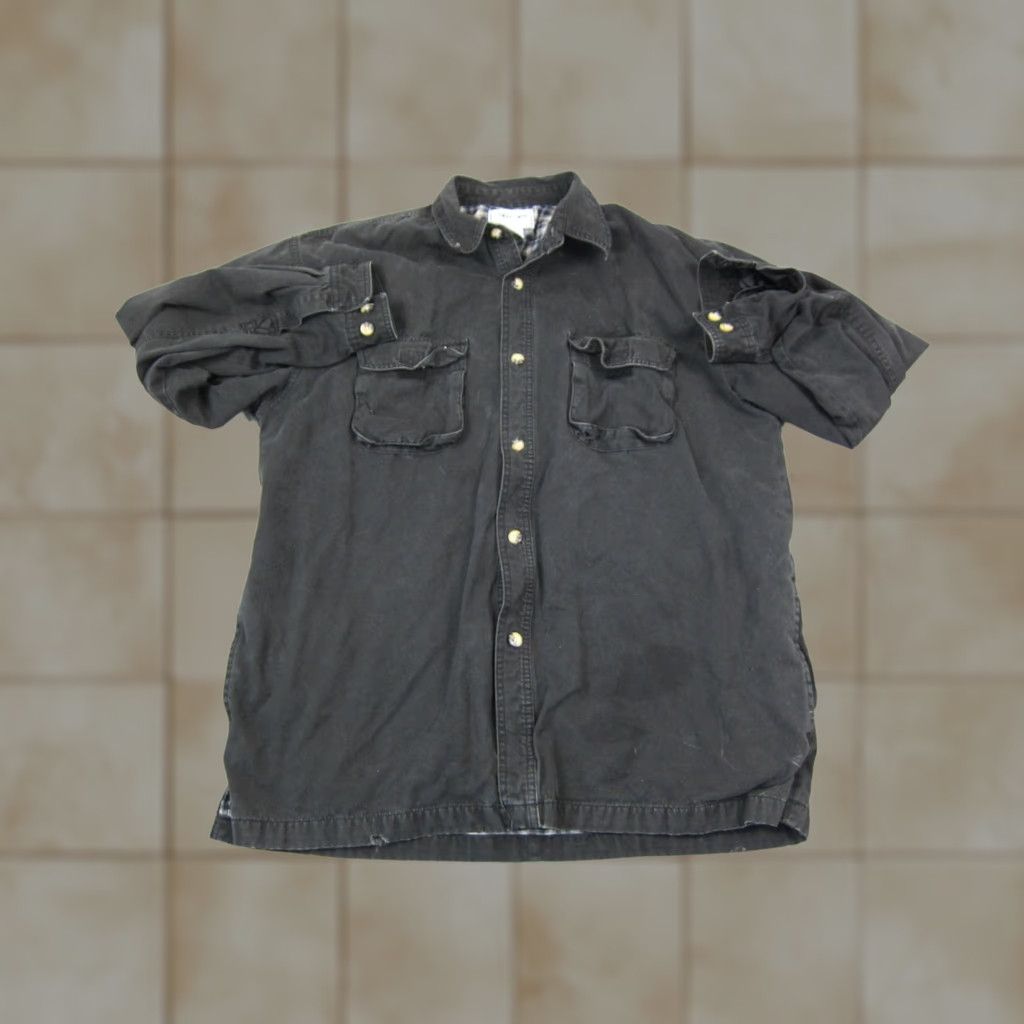 Cherokee VINTAGE Cherokee Shirt Mens L Black Canvas Button-Up Shacket Workwear 80s USA Button Down Collar Size US L / EU 52-54 / 3 - 1 Thumbnail
