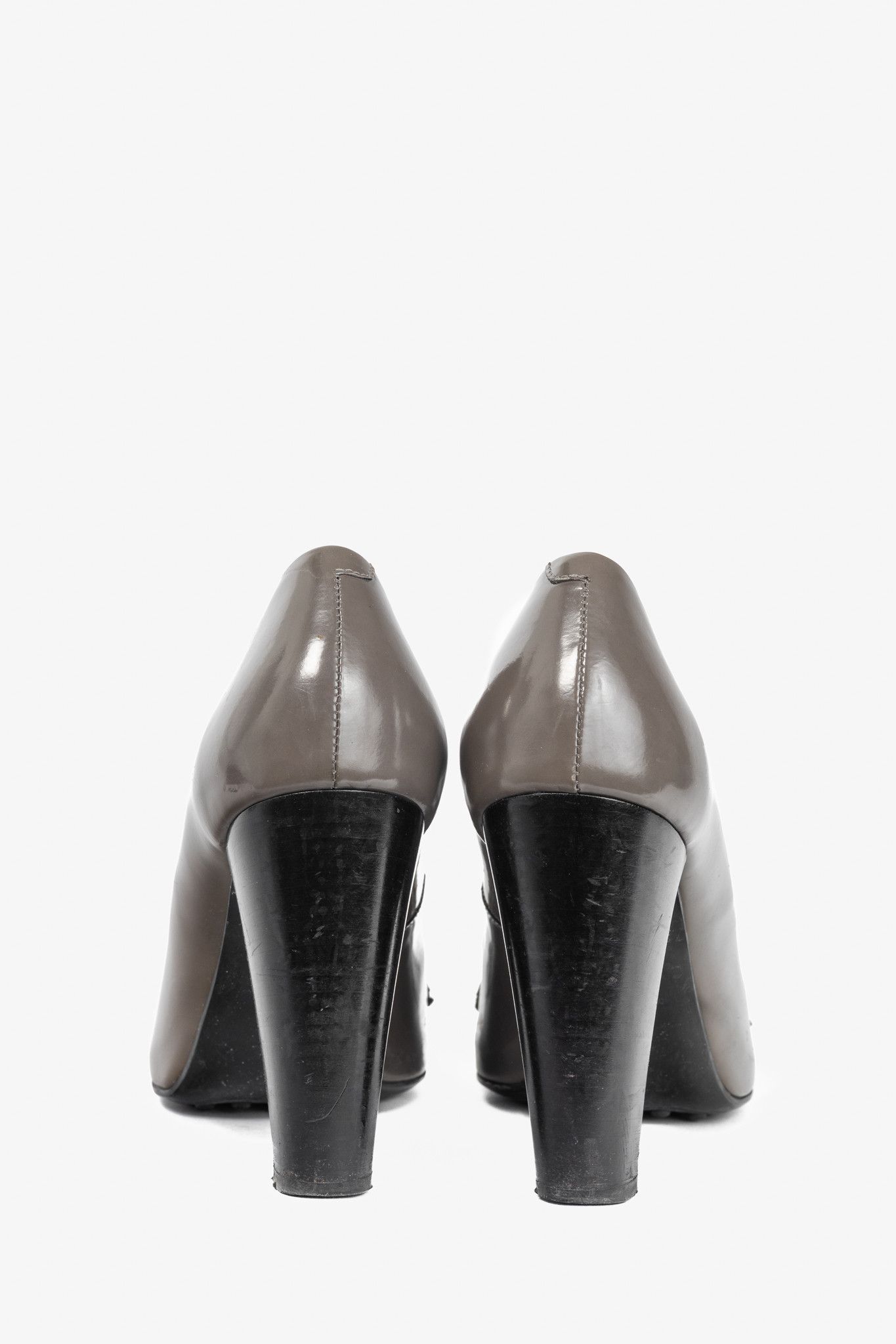 Tod's Tod’s Taupe Buffed-Leather Penny-Loafer Pumps Size US 10 / IT 40 - 3 Thumbnail