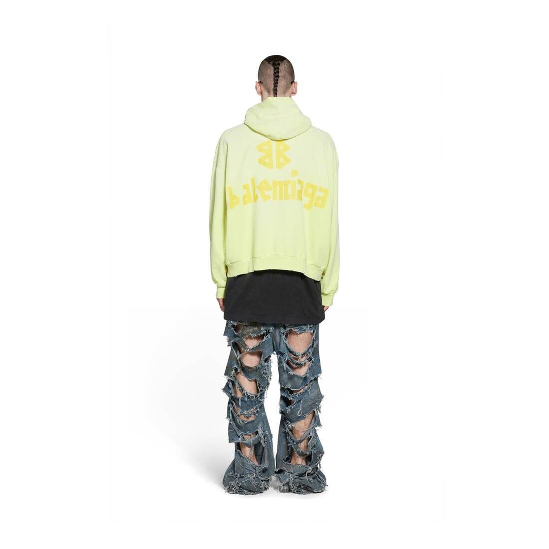 Balenciaga o1tr1nto1225 Tape Type Ripped Pocket Hoodie in Fluo Yellow Size US M / EU 48-50 / 2 - 4 Thumbnail