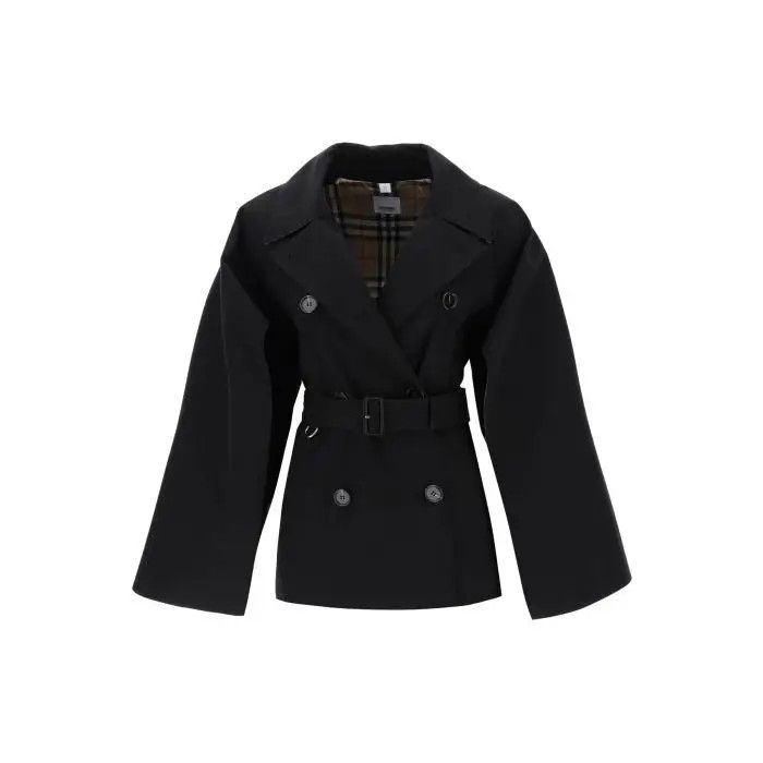 image of Burberry O1S22I1N0424 Double Breasted Rain Coat In Black, Women's (Size XS)