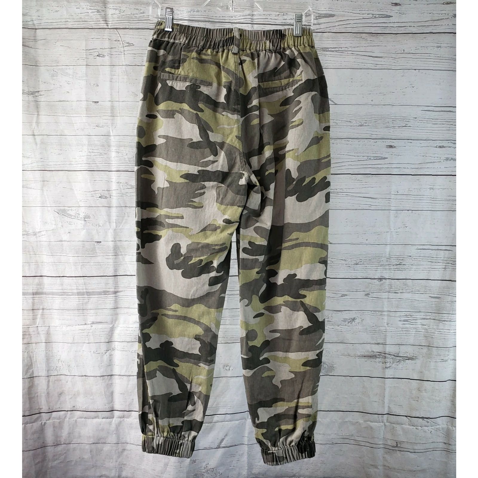 Vintage PS/LA Womens Jogger Pants Small Green Camo High Rise Cotton Size 28" / US 6 / IT 42 - 3 Thumbnail