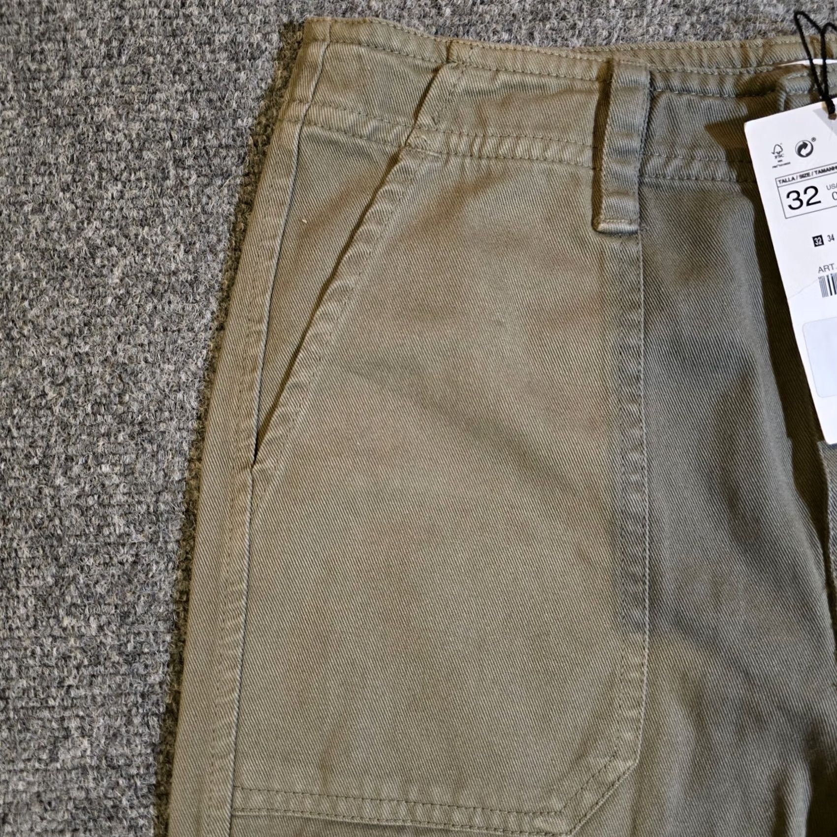 Zara Zara Pants Womens Size 0 Green Cargo Wide Leg Army Denim Casual Minimalist Basic Size 25" / US 0 / IT 36 - 3 Thumbnail