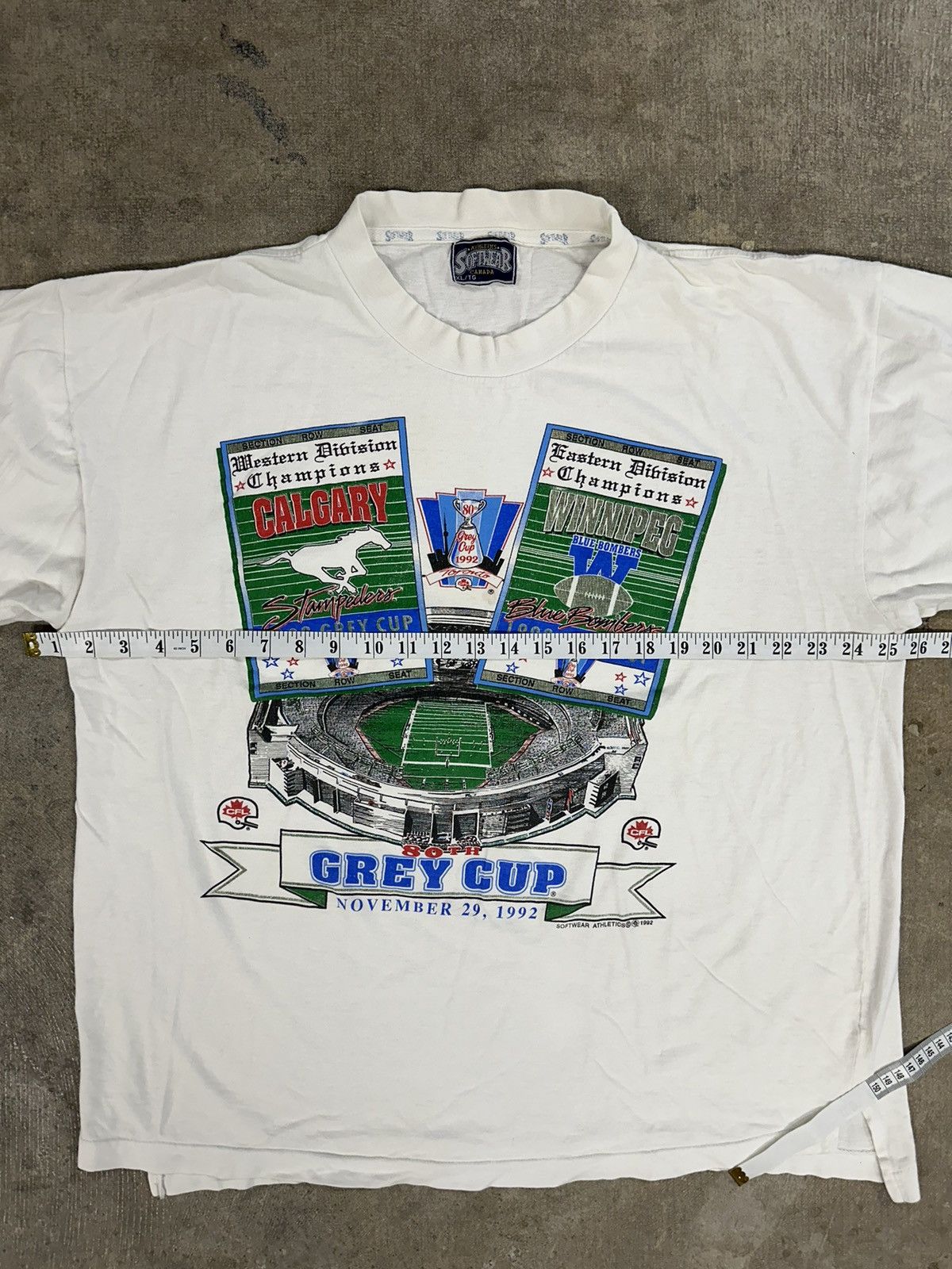 NFL × Vintage Vintage 90s CFL Stampeders Blue Bombers Grey Cup T-Shirt Size US XL / EU 56 / 4 - 9 Thumbnail