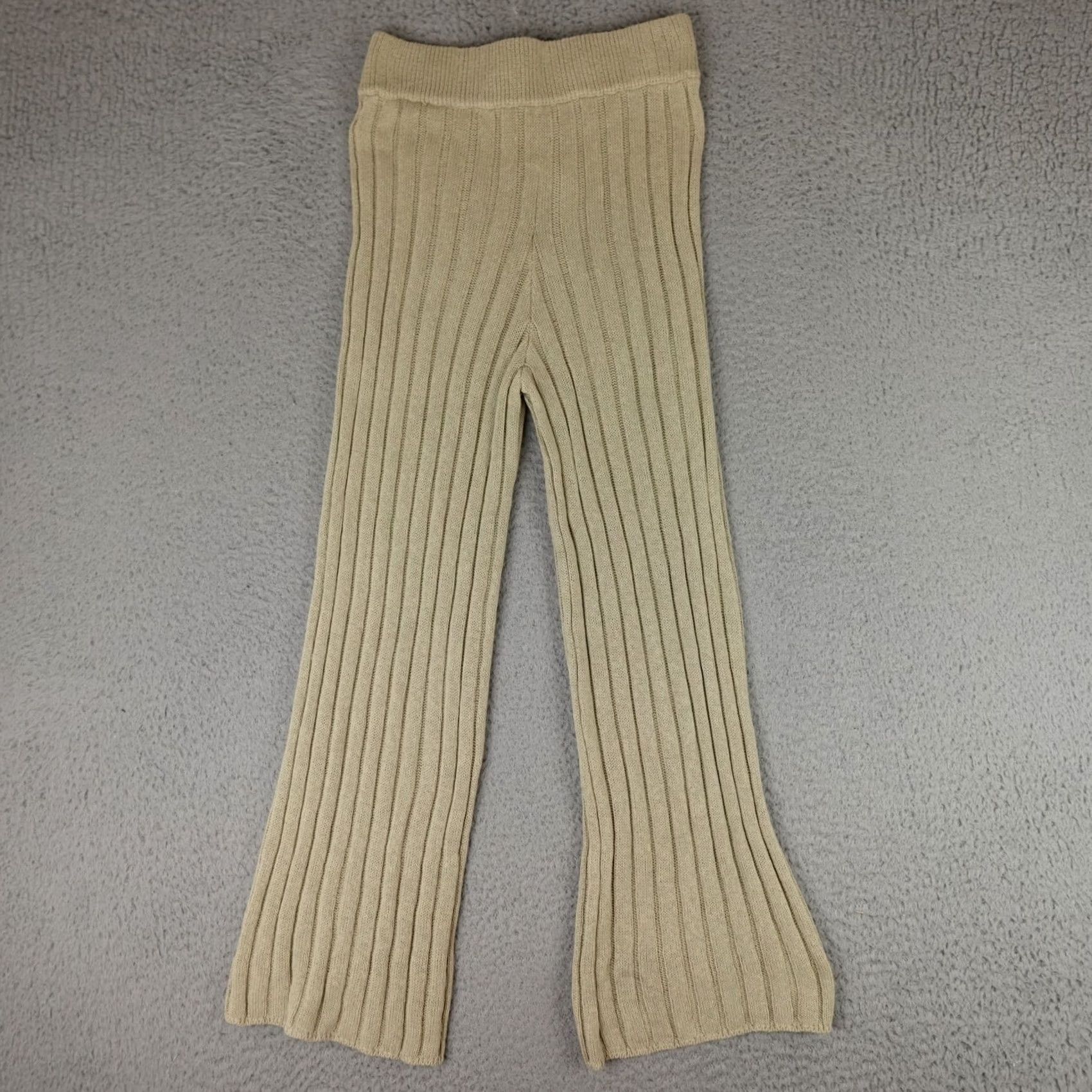 Free People Free People Beach Pants Womens Medium Green Ribbed Flare High Rise Casual Boho Size 32" / US 10 / IT 46 - 5 Thumbnail