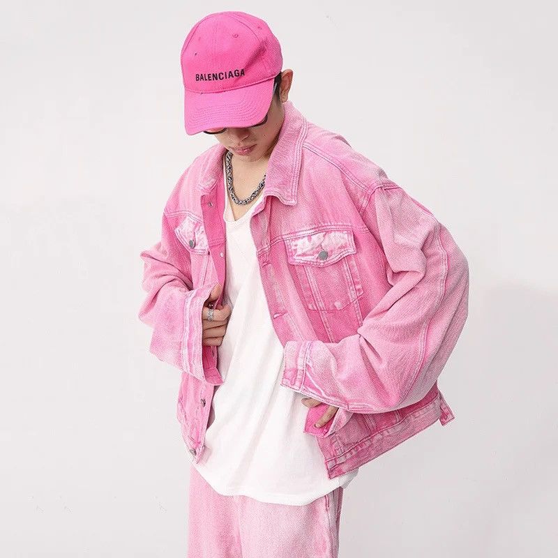 Japanese Brand × Vintage Casual Korean Pink Set Suit Solid Jeans + Jacket Coat Size 40R - 6 Thumbnail