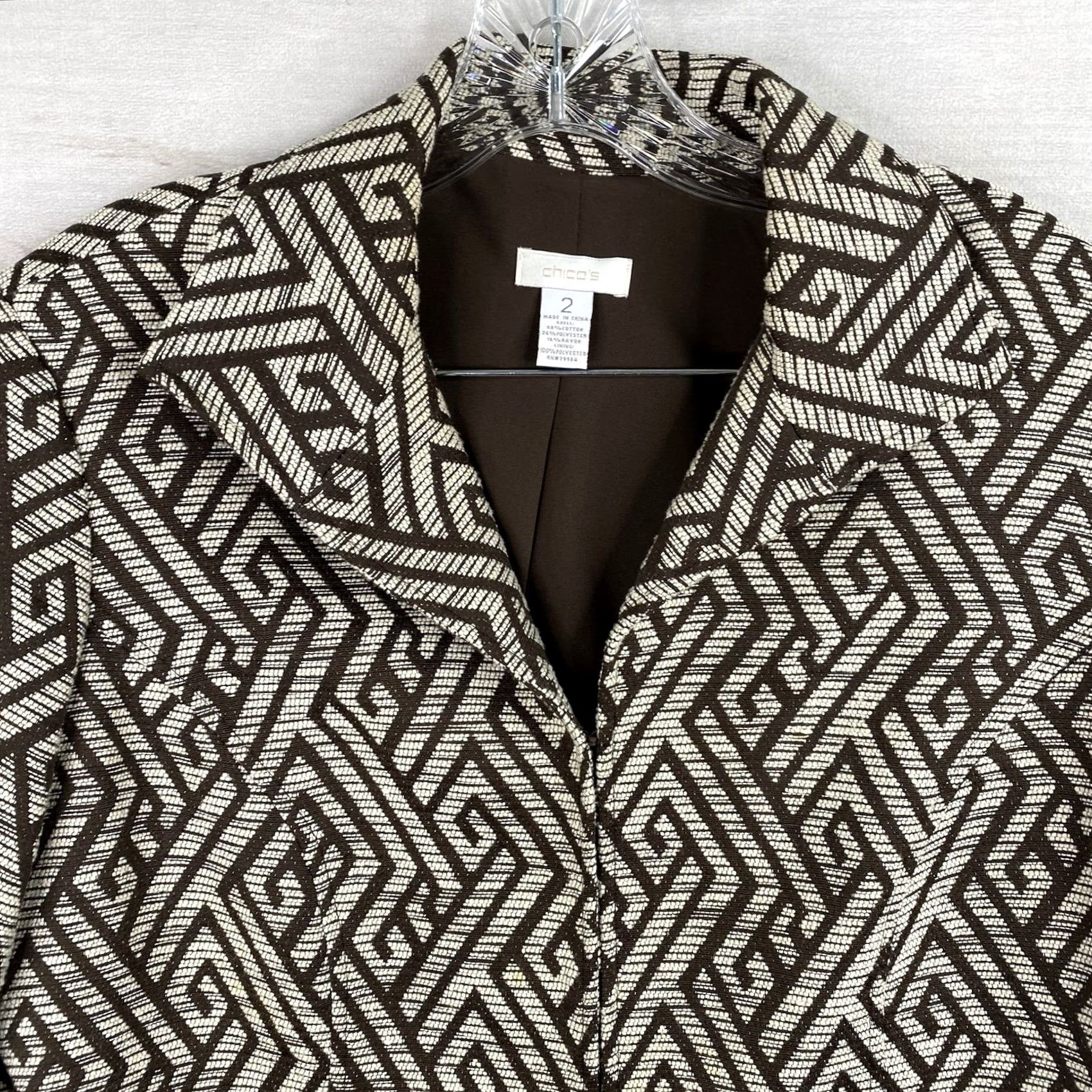 Vintage Chico's Blazer Jacket Geometric Print Lined Brown Geometric Print Casual Women's L BROWN Chico's Blazer 2 Size L / US 10 / IT 46 - 2 Thumbnail