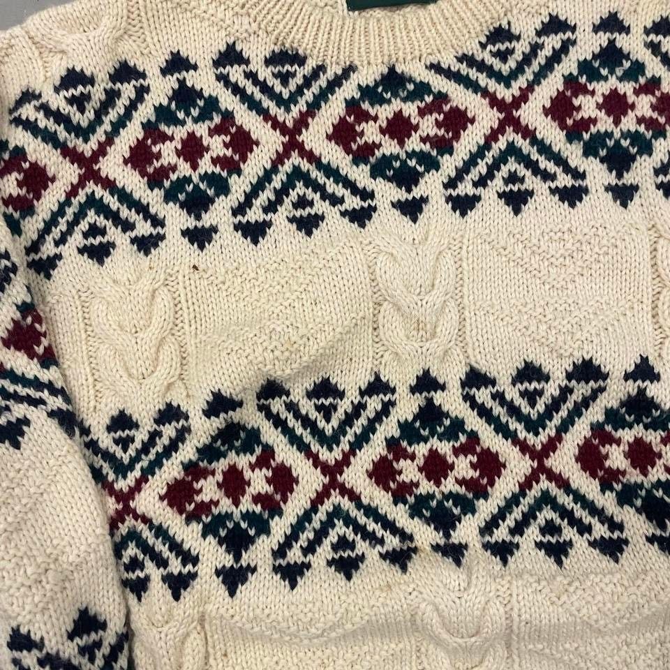 Vintage vintage striped patterned cable knit sweater Size US XL / EU 56 / 4 - 3 Thumbnail