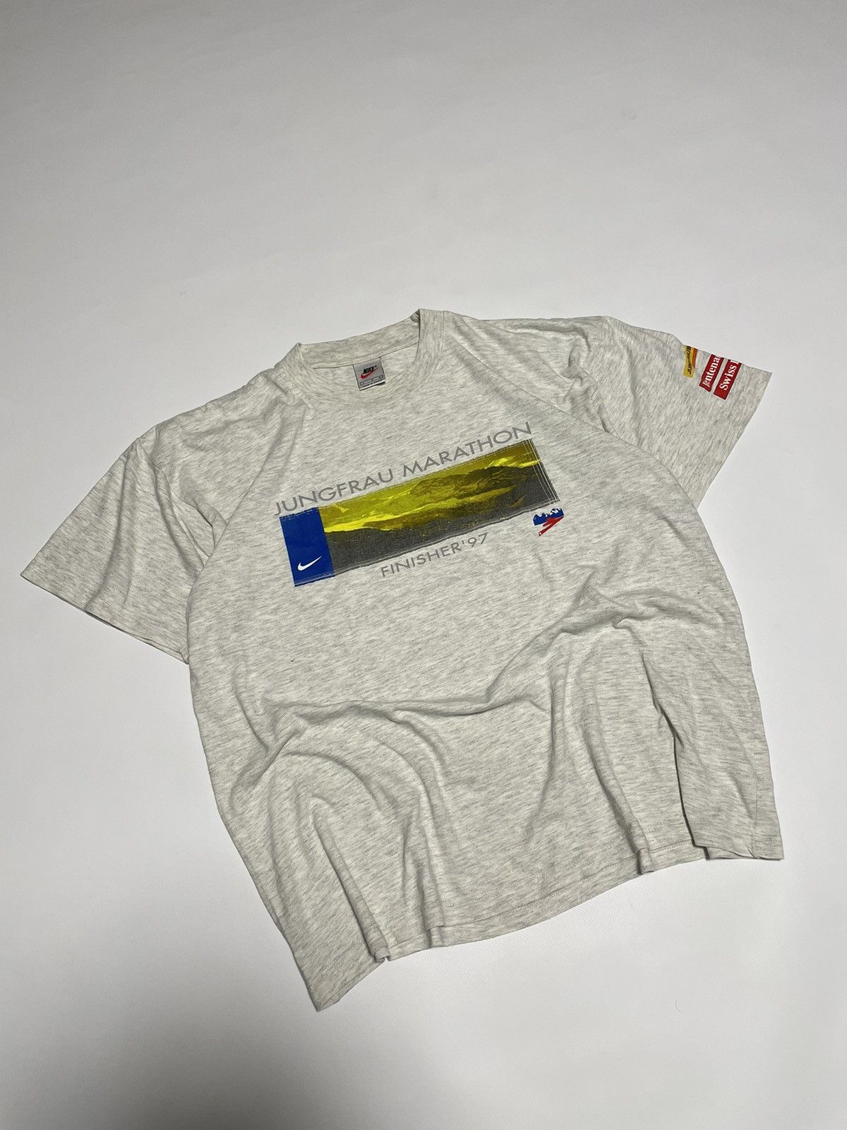 Nike × Vintage Nike 1997 Finisher Jungfrau Marathon Vintage Men's T-Shirt L Size US L / EU 52-54 / 3 - 2 Thumbnail
