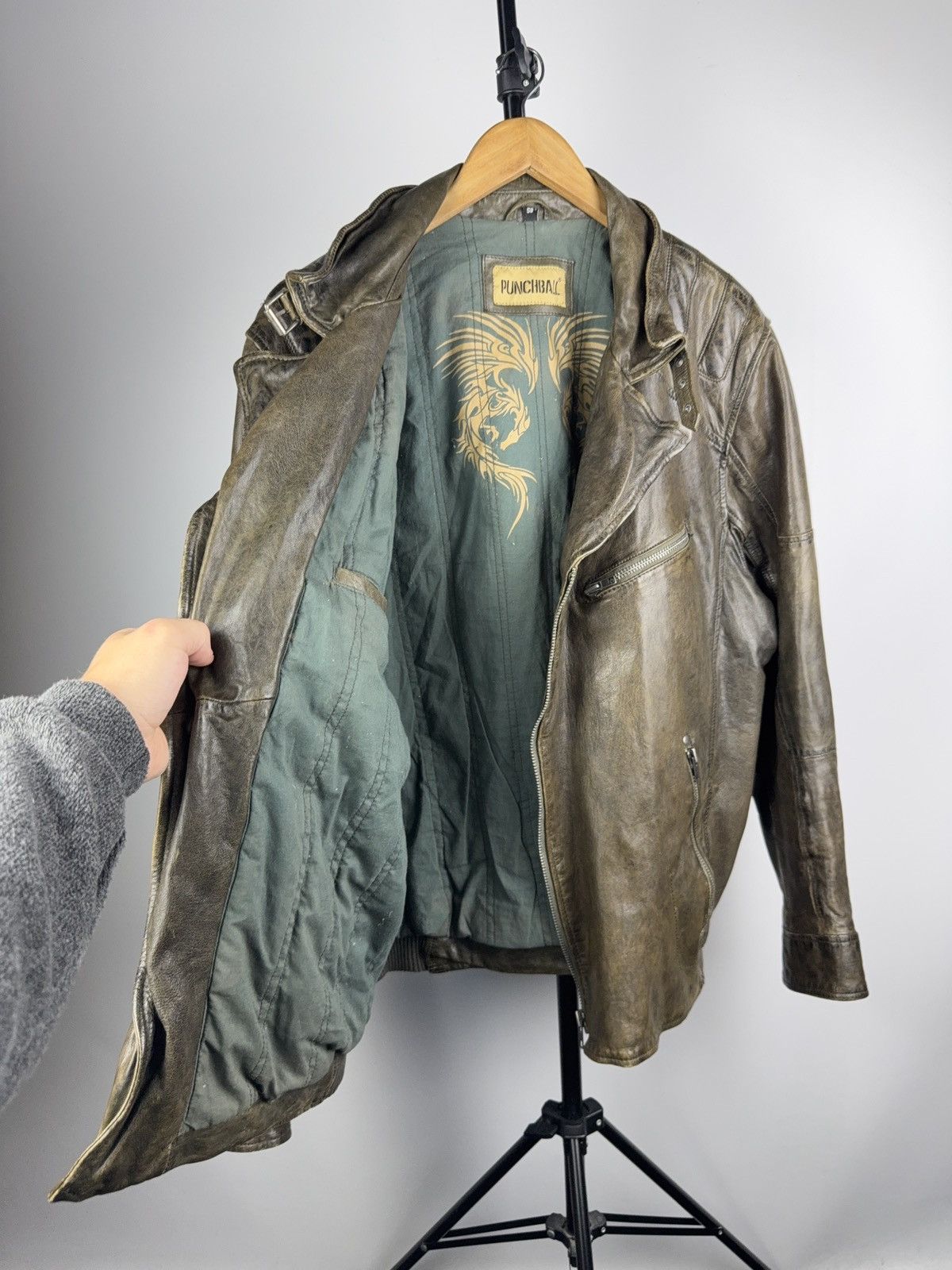 Leather Vintage 90s Genuine Leather MOTO Bomber Jacket Rock Punk Size US XL / EU 56 / 4 - 9 Thumbnail