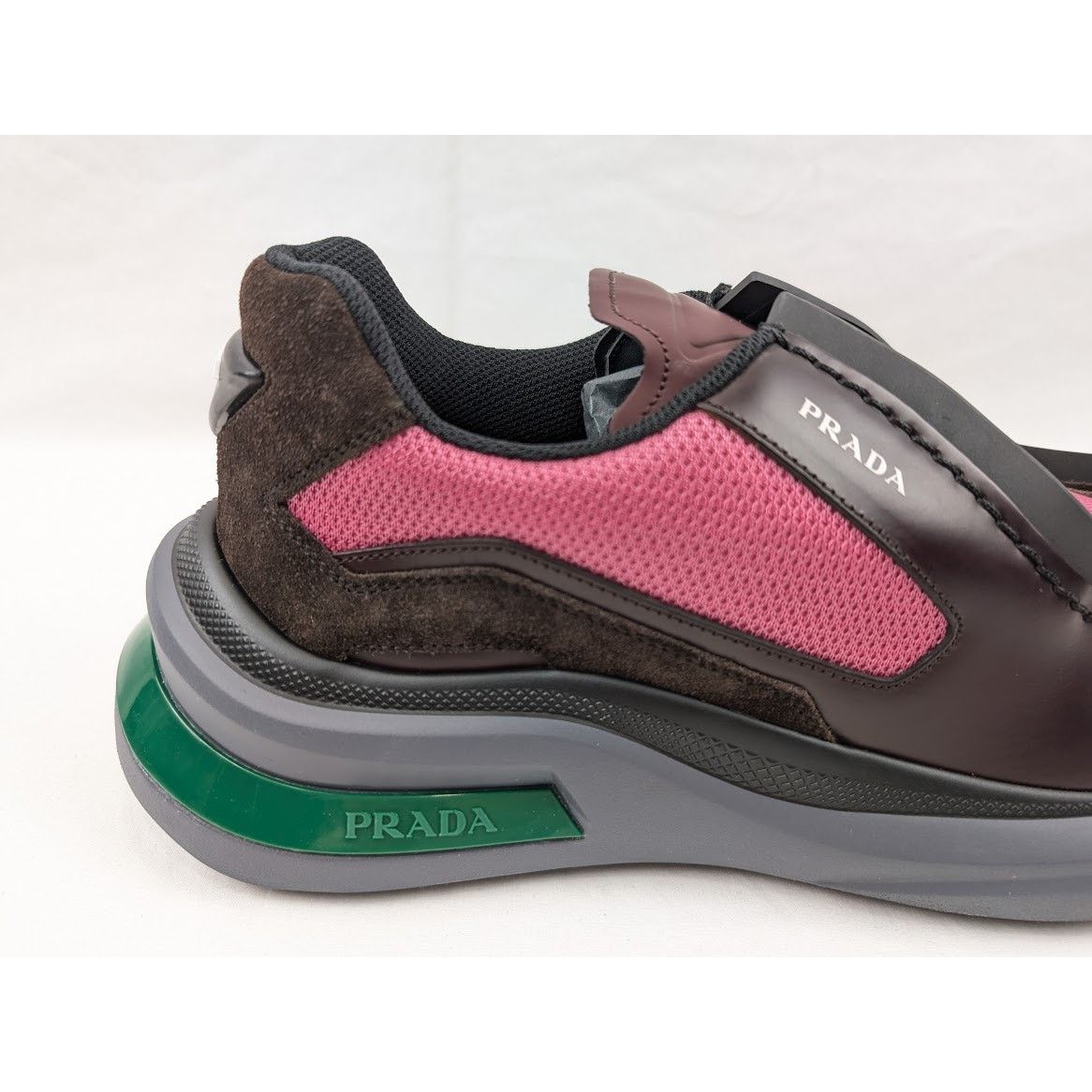 Prada o1rshd1 Brushed Leather Sneakers Bike Fabric Suede Size US 10 / EU 43 - 4 Thumbnail