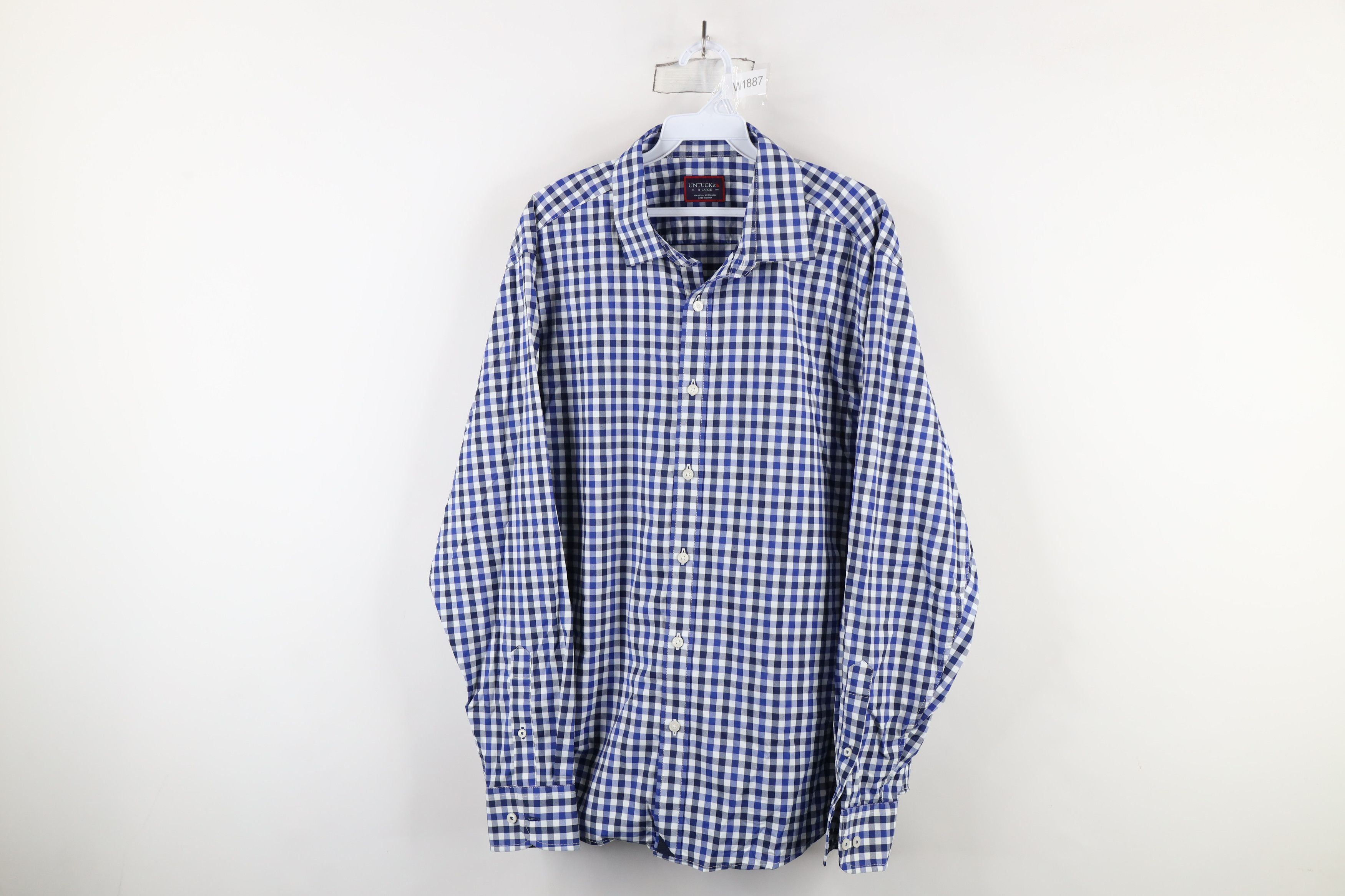 UNTUCKit × Vintage Untuckit Gingham Plaid Collared Button Down Shirt Blue Size US XL / EU 56 / 4 - 1 Thumbnail