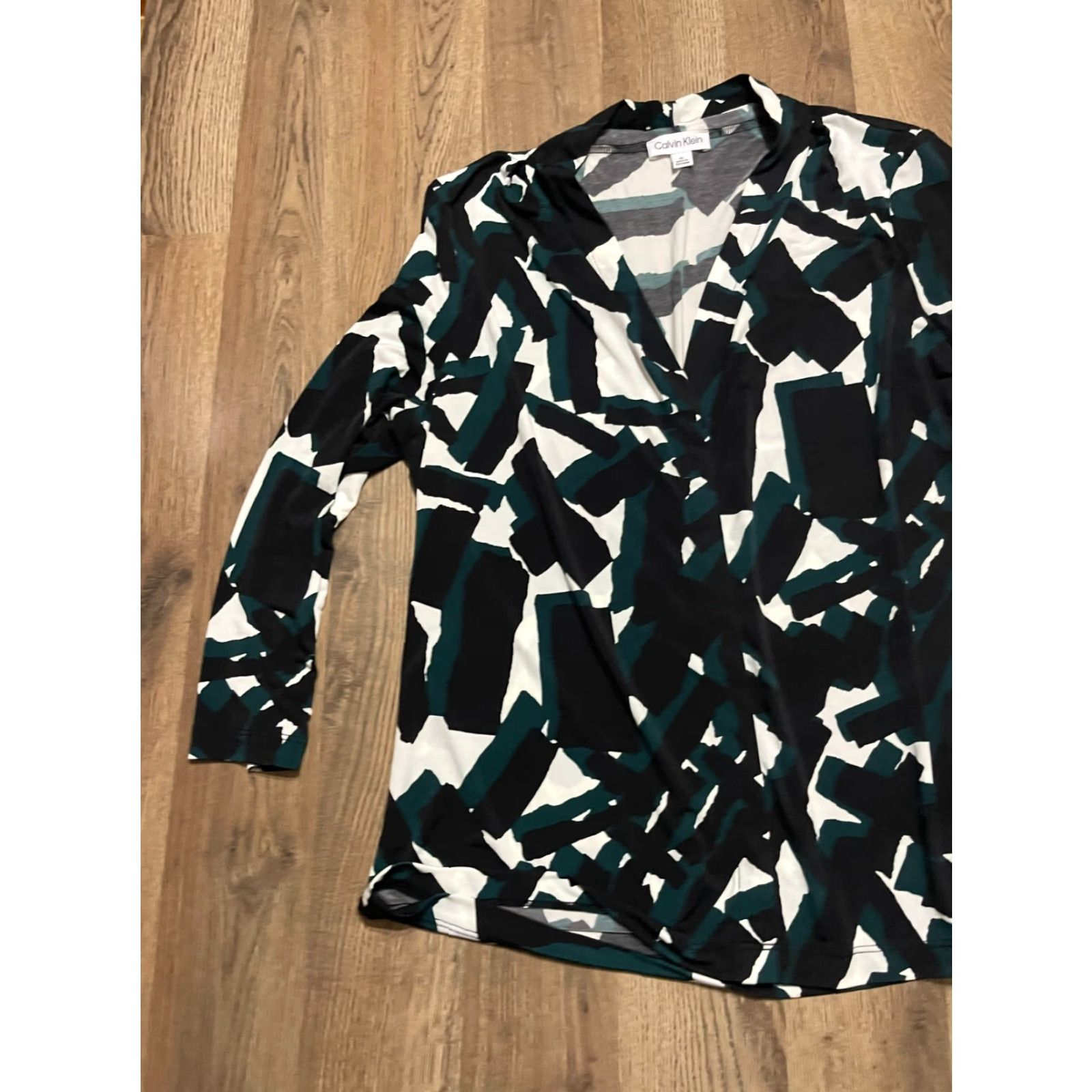 Calvin Klein Calvin Klein Collection Shirt Womens XL Button Up Black Green White Long Sleeve Casual Regular Modern Free Return Mens? Size XL / US 12-14 / IT 48-50 - 4 Thumbnail