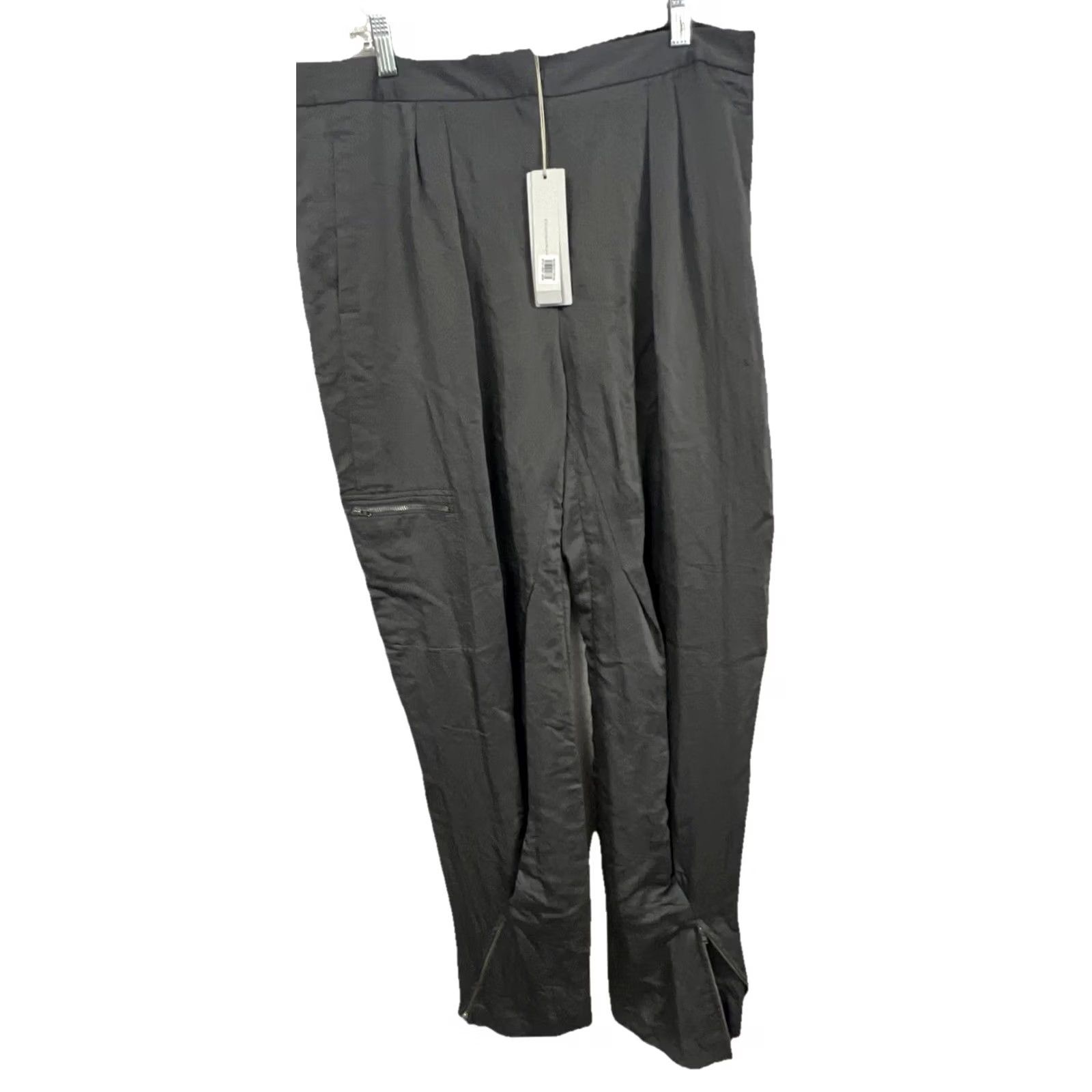 Donna Karan Donna Karan Shiny Satin Viscose Cargo Pants Size 14 Shadow Gray MSRP 95 Size 36" / US 14 / IT 50 - 2 Thumbnail