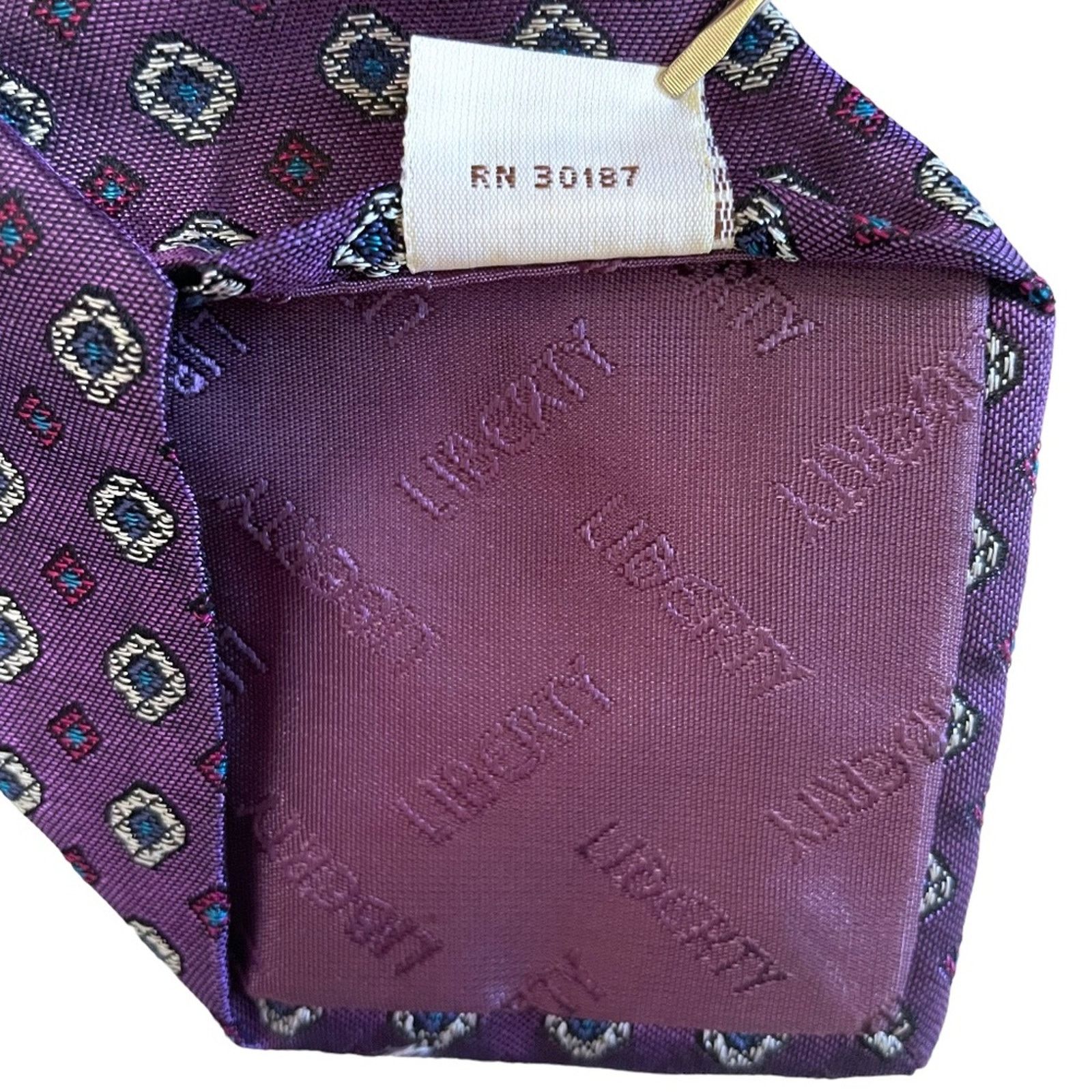 Liberty × Vintage Vintage Liberty of London Purple Foulard Silk Necktie Tie Size ONE SIZE - 6 Thumbnail