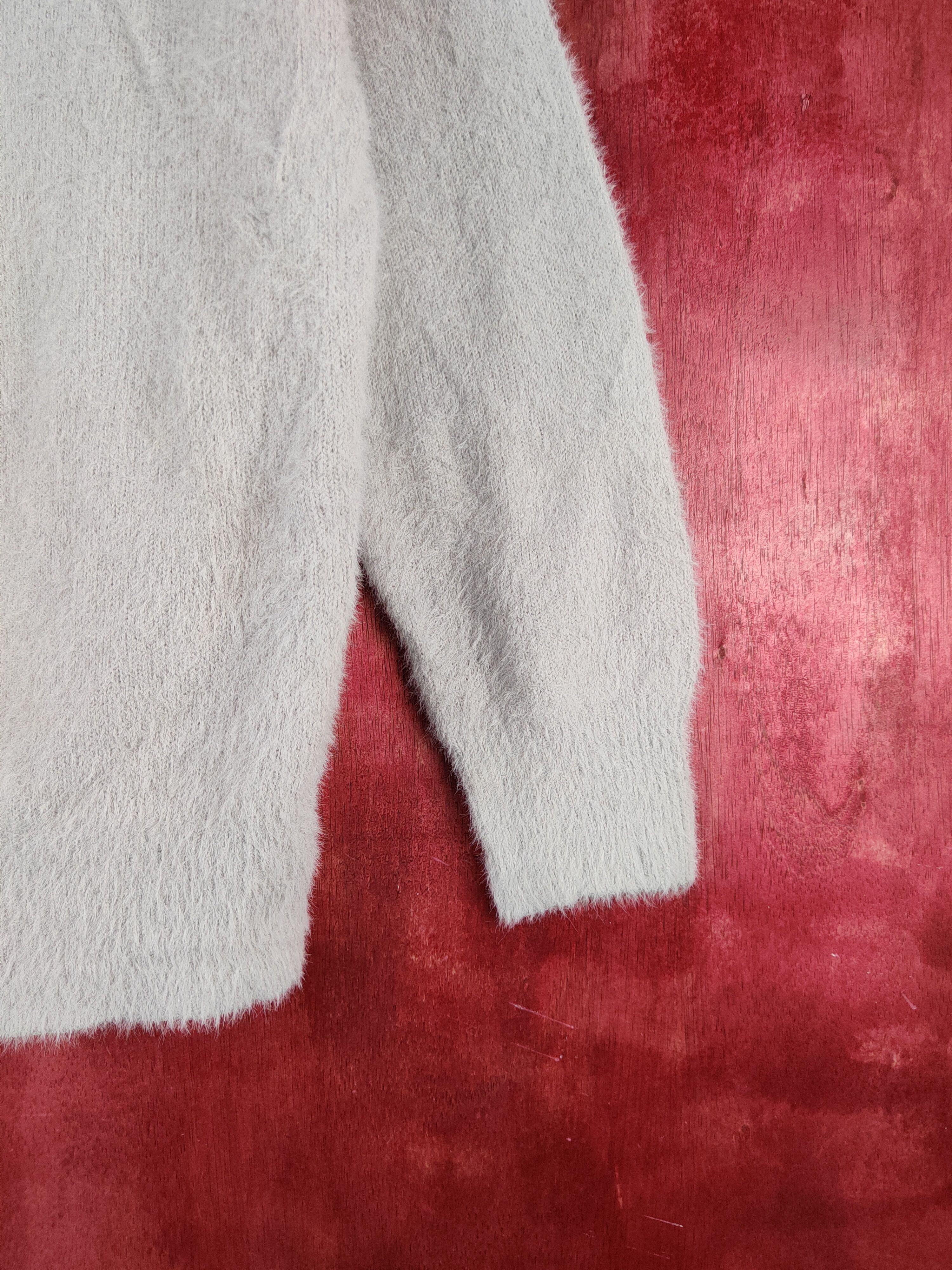 Homespun Knitwear × Japanese Brand × Vintage Ikka Gray Shag Shaggy Fur Mohair Knitwear #S2092 Size M / US 6-8 / IT 42-44 - 6 Thumbnail