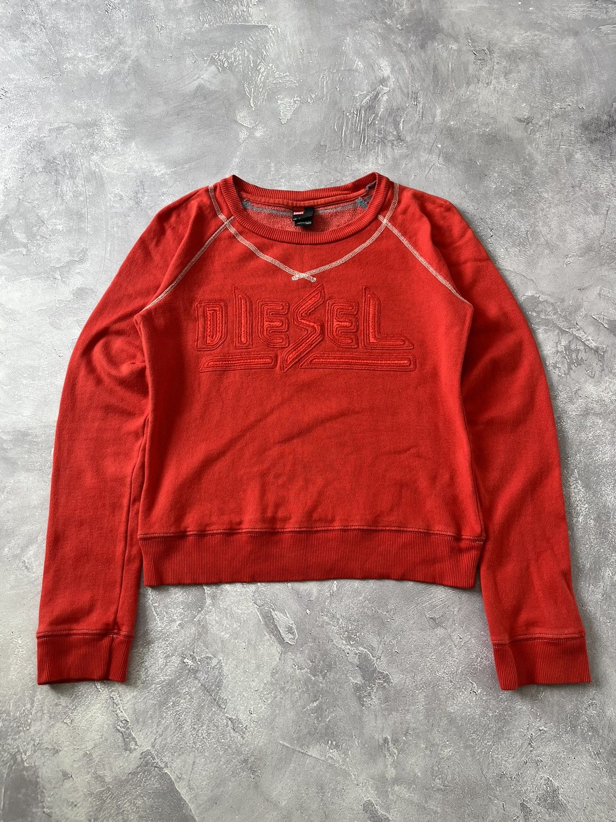 Diesel Vintage Diesel Big Logo Embroidered Sweatshirt Red Size M Size M / US 6-8 / IT 42-44 - 1 Thumbnail