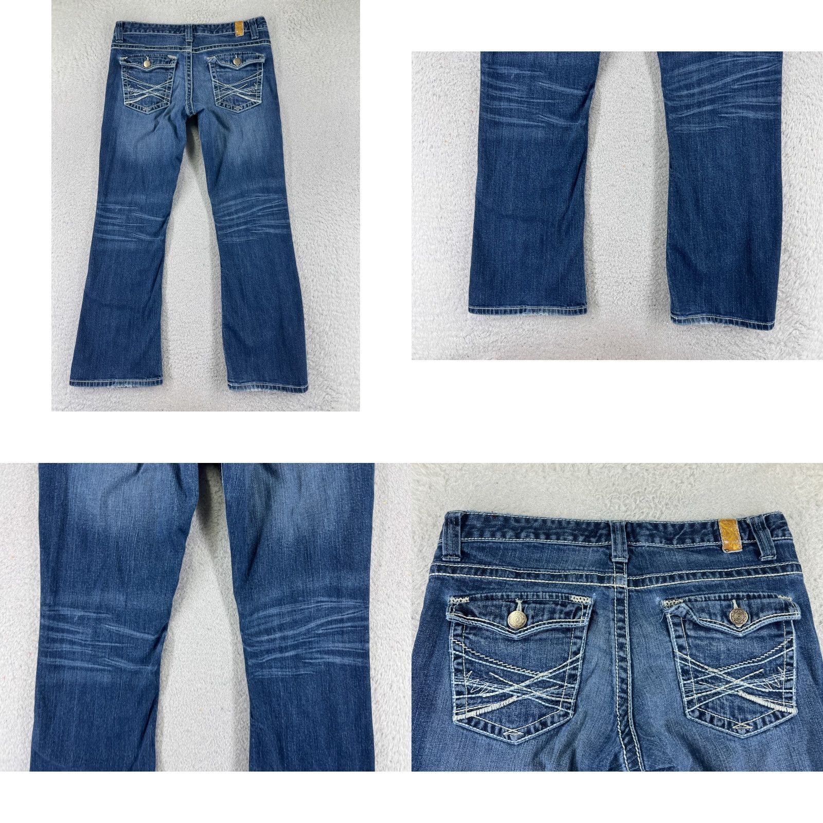Vintage Maurices Jeans Women 11 Blue Denim Flare Low Distressed Cotton 32x29 Jeans Size 32" / US 10 / IT 46 - 9 Thumbnail
