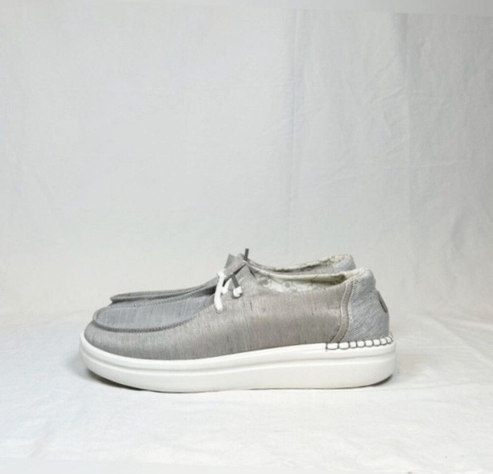 Other Hey Dude Womens Wendy Rise Lunar Rock Grey Canvas Loafers Size US 12 / IT 42 - 4 Thumbnail