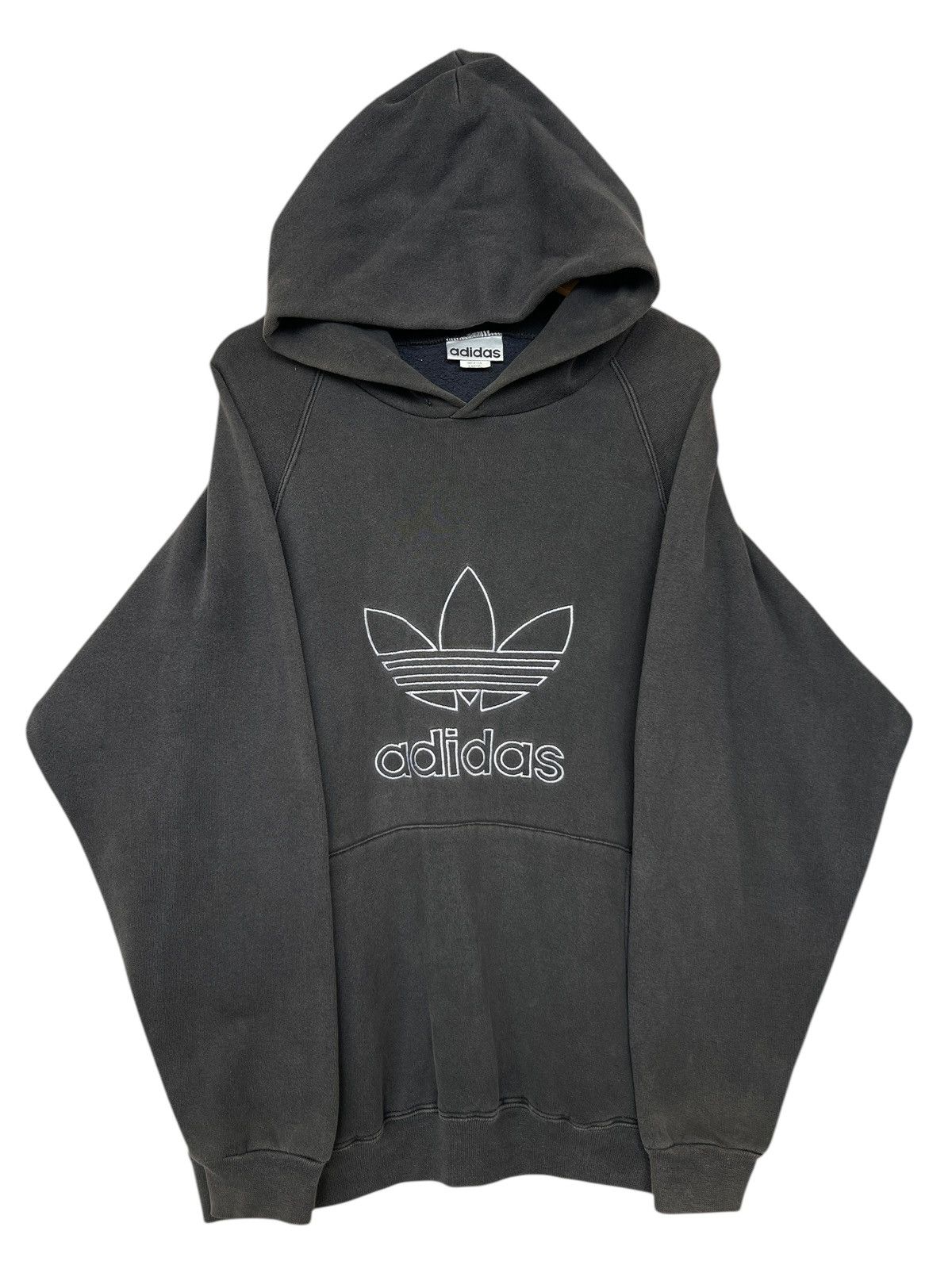 Vintage Vintage 90s Adidas Distressed Sunfaded Baggy Black Hoodie Size US XL / EU 56 / 4 - 1 Thumbnail