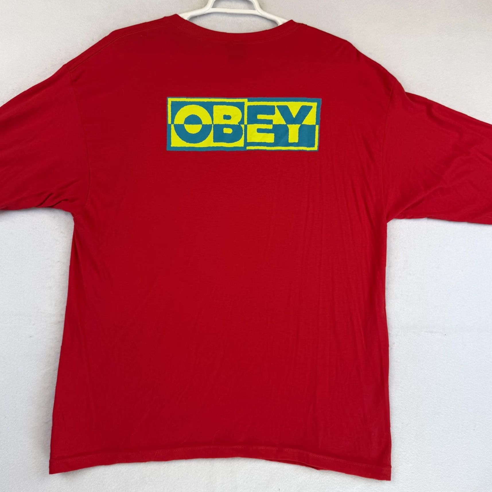 Obey OBEY Shirt Mens 2XL Red Long Sleeve Graphic Print Streetwear Logo Back Print Size US XXL / EU 58 / 5 - 5 Thumbnail