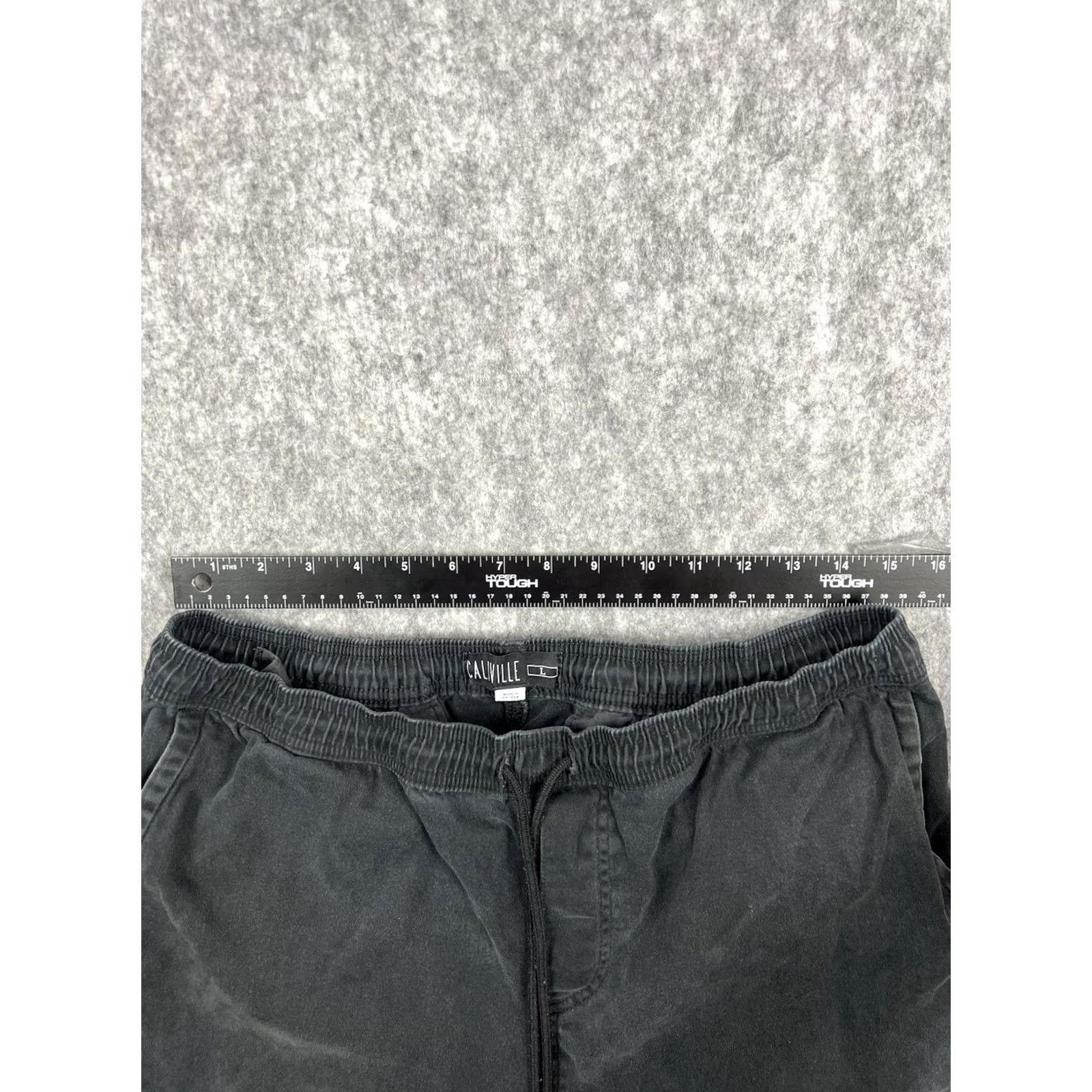 Vintage Caliville Mens Large Black Lightweight Distressed Joggers Outdoor Activewear Athletic Zip Pocket Pockets Elastic Waist 27in Inseam — Size L Mens Size US 33 - 2 Thumbnail