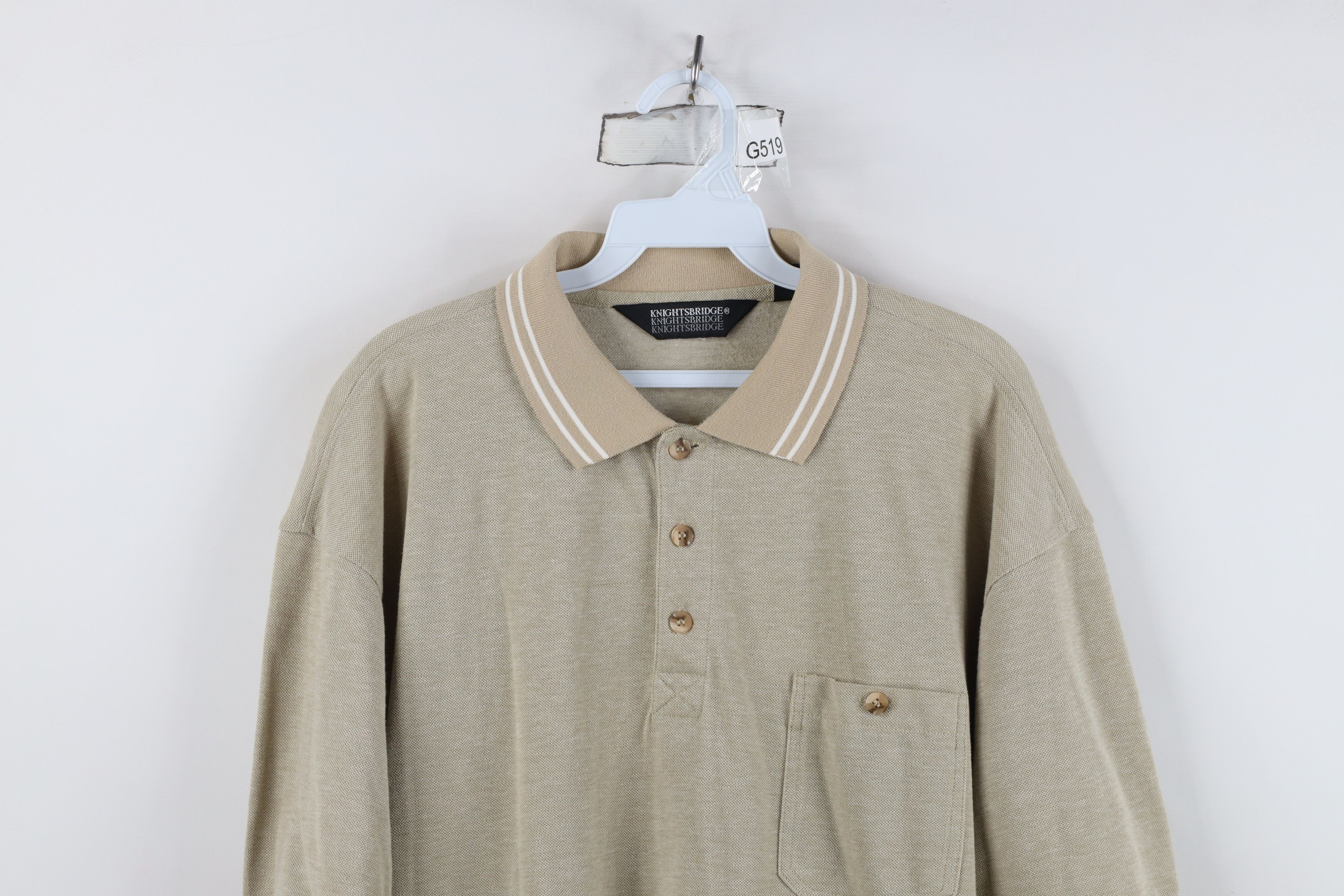 Vintage Vintage 90s Streetwear Cotton Pullover Polo Shirt Beige Size US L / EU 52-54 / 3 - 2 Thumbnail