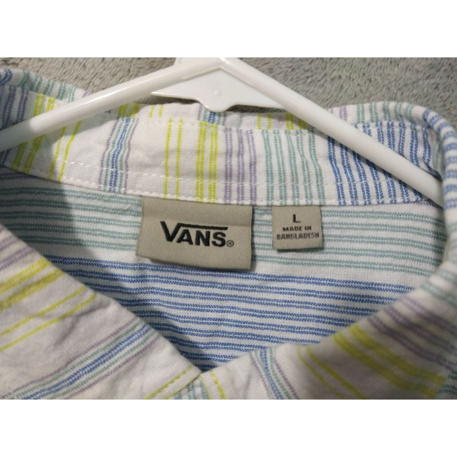 Vans VANS Shirt Mens Large Striped Button-Down Short Sleeve Cotton Multi 44 in Chest Vintage No 90s Mens Size US L / EU 52-54 / 3 - 5 Thumbnail