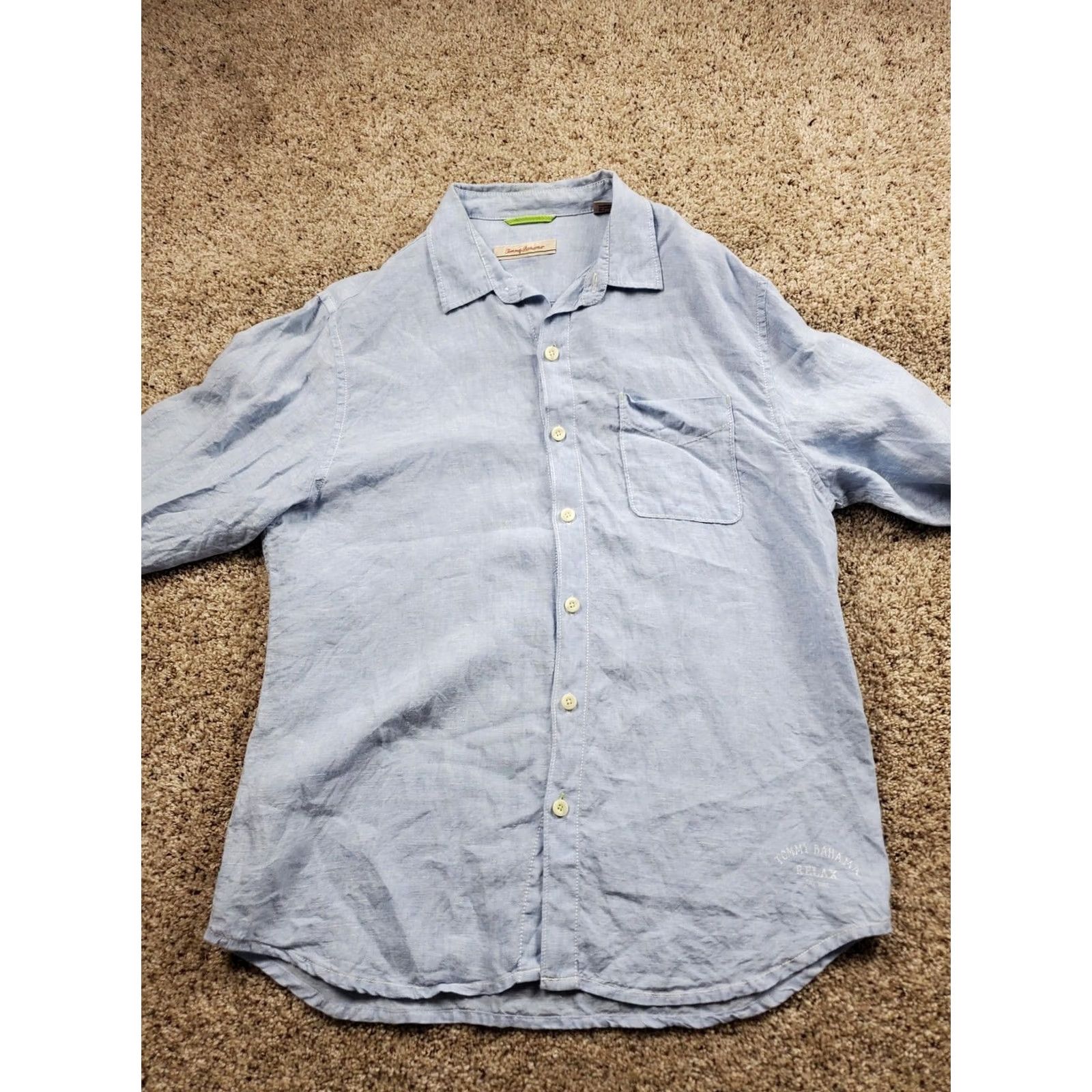 Tommy Bahama Tommy Bahama Shirt Mens Large Blue 100% Linen Long Sleeve Relax Casual Shirt Size US L / EU 52-54 / 3 - 4 Thumbnail