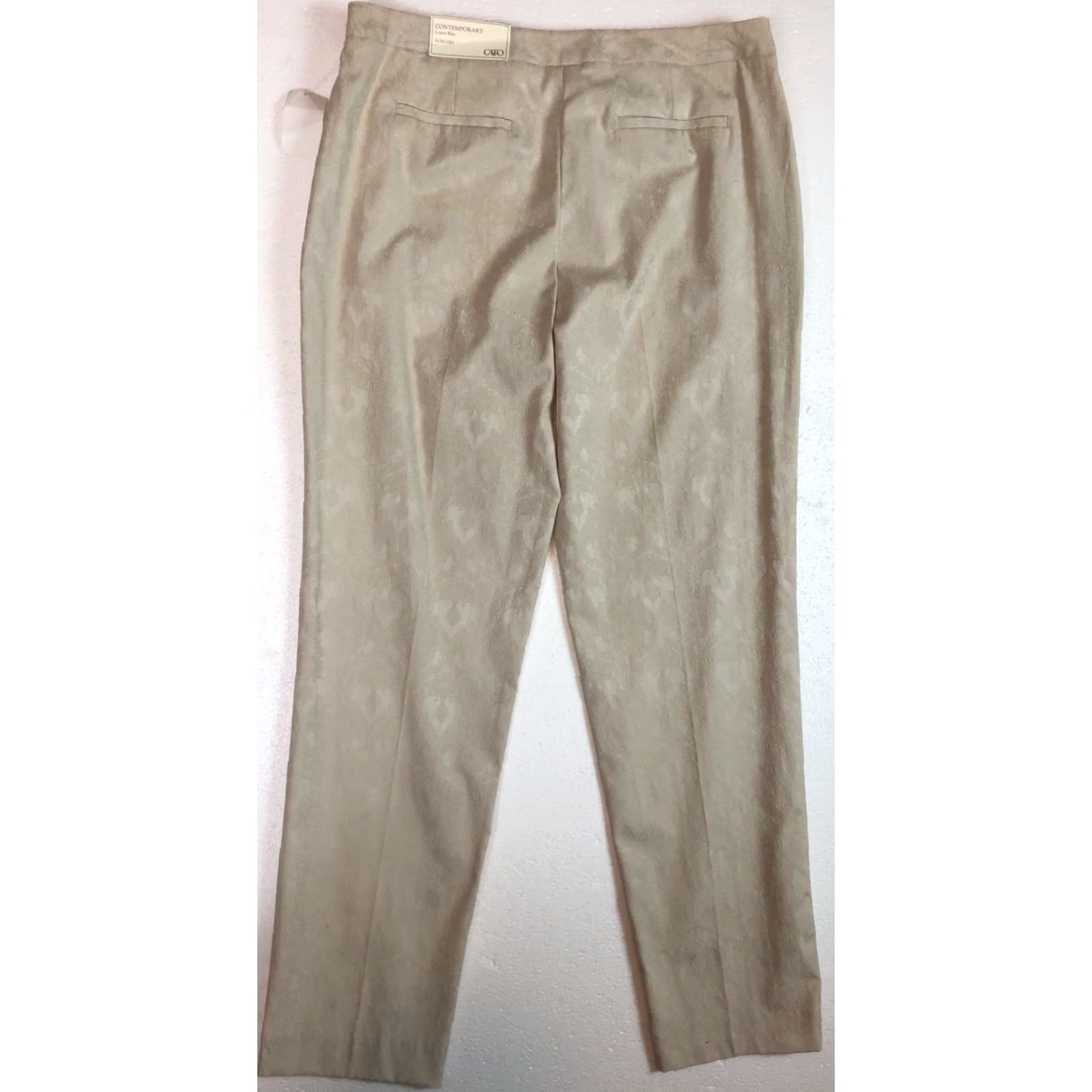 Vintage NWT Cato Slacks Pants 10 Tan Scroll Print LowRise Slim Leg Waist 34 Inseam 30 Size 32" / US 10 / IT 46 - 5 Thumbnail
